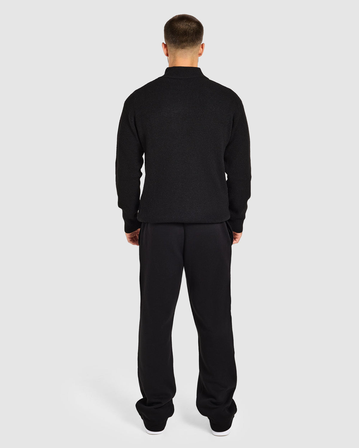 Signature Knitted 1/4 Zip Pullover - Schwarz
