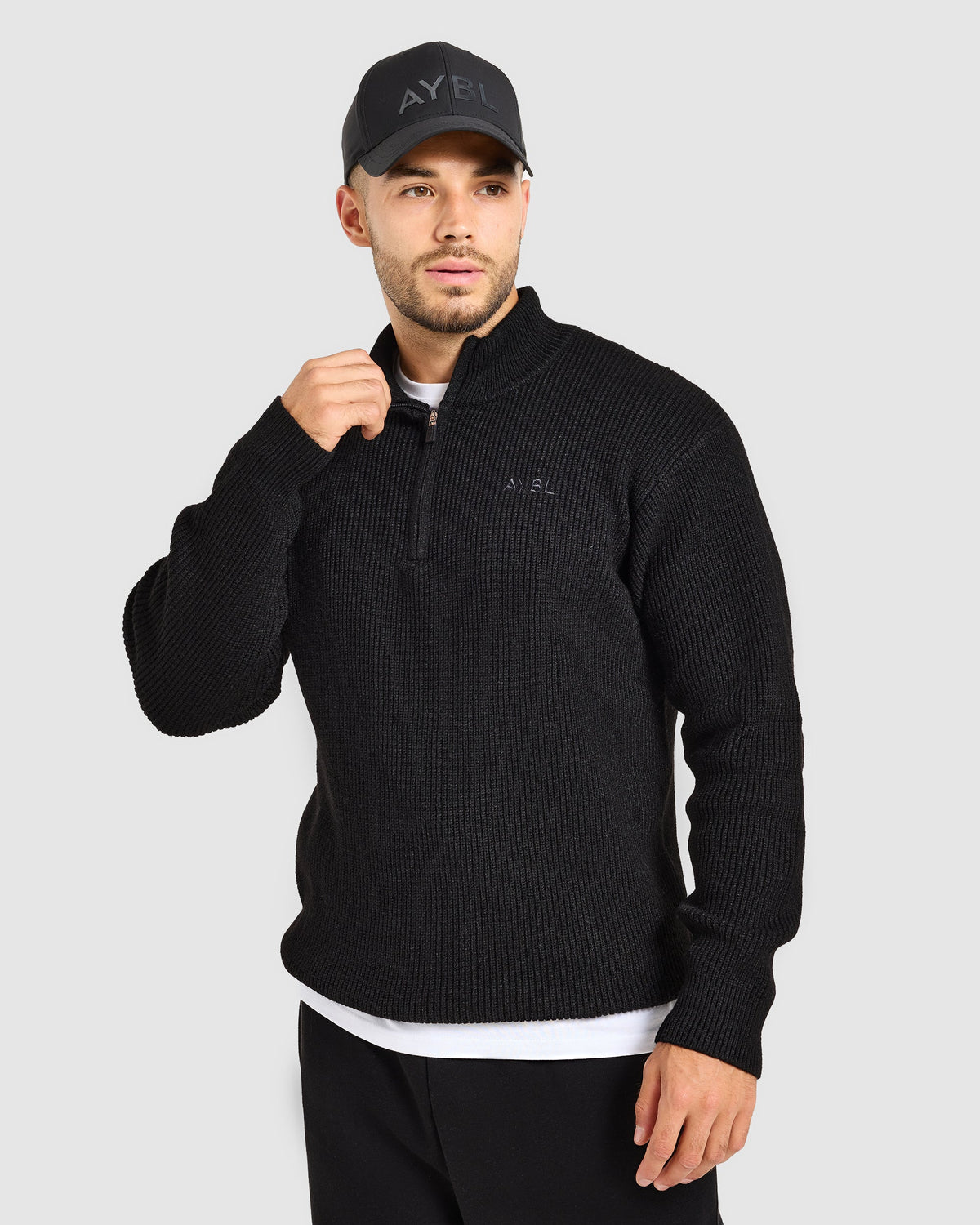 Signature Knitted 1/4 Zip Pullover - Schwarz