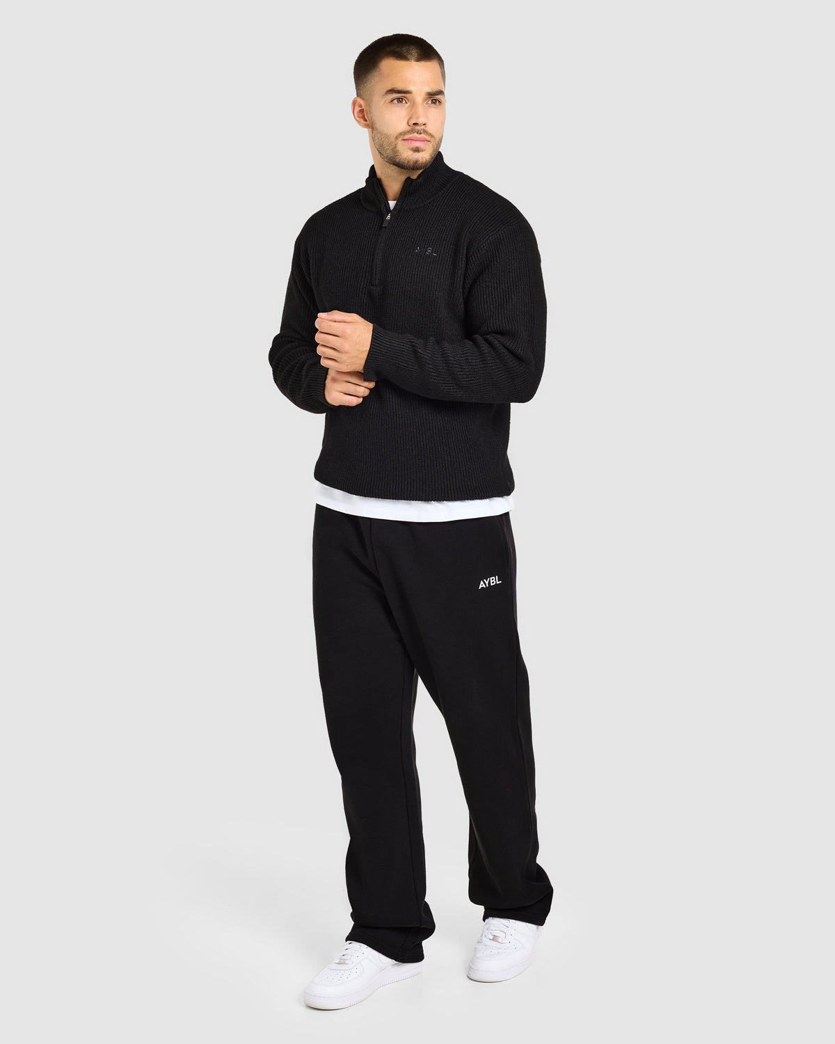 Signature Knitted 1/4 Zip Pullover - Schwarz