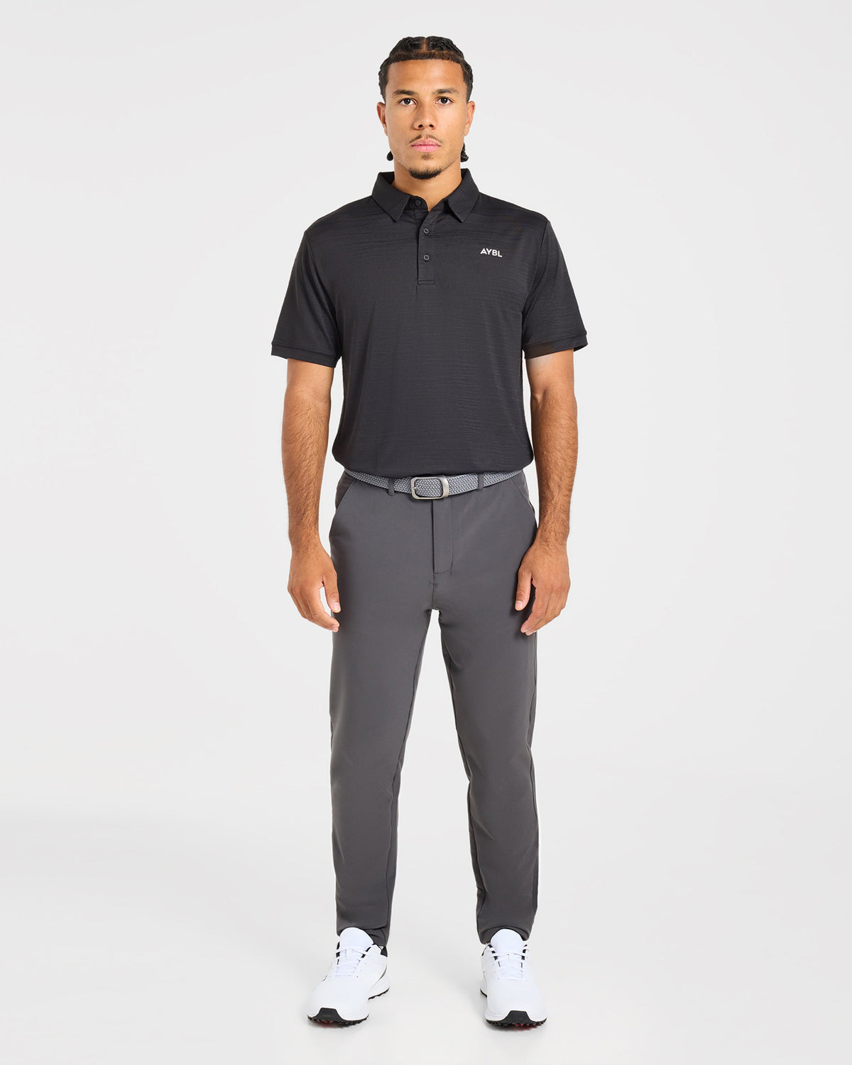 Precision Textured Stripe Polo - Schwarz