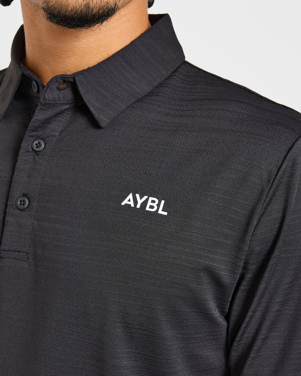 Precision Textured Stripe Polo - Schwarz