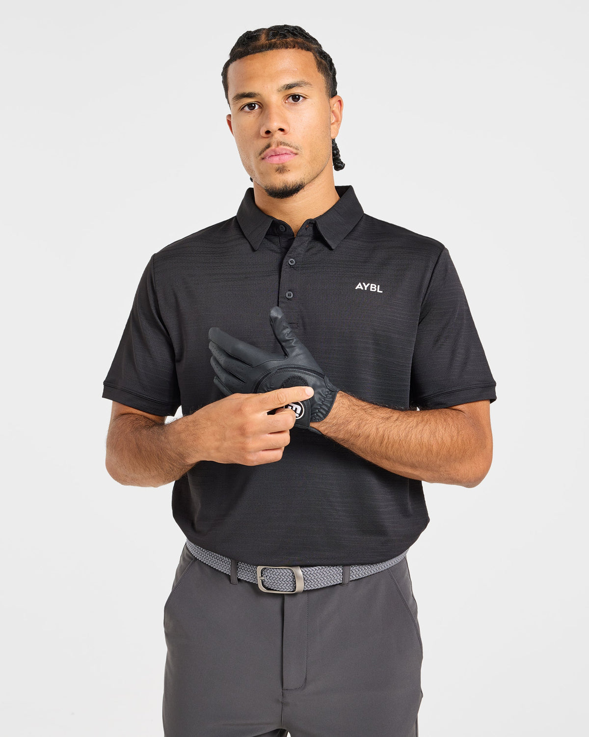 Precision Textured Stripe Polo - Schwarz