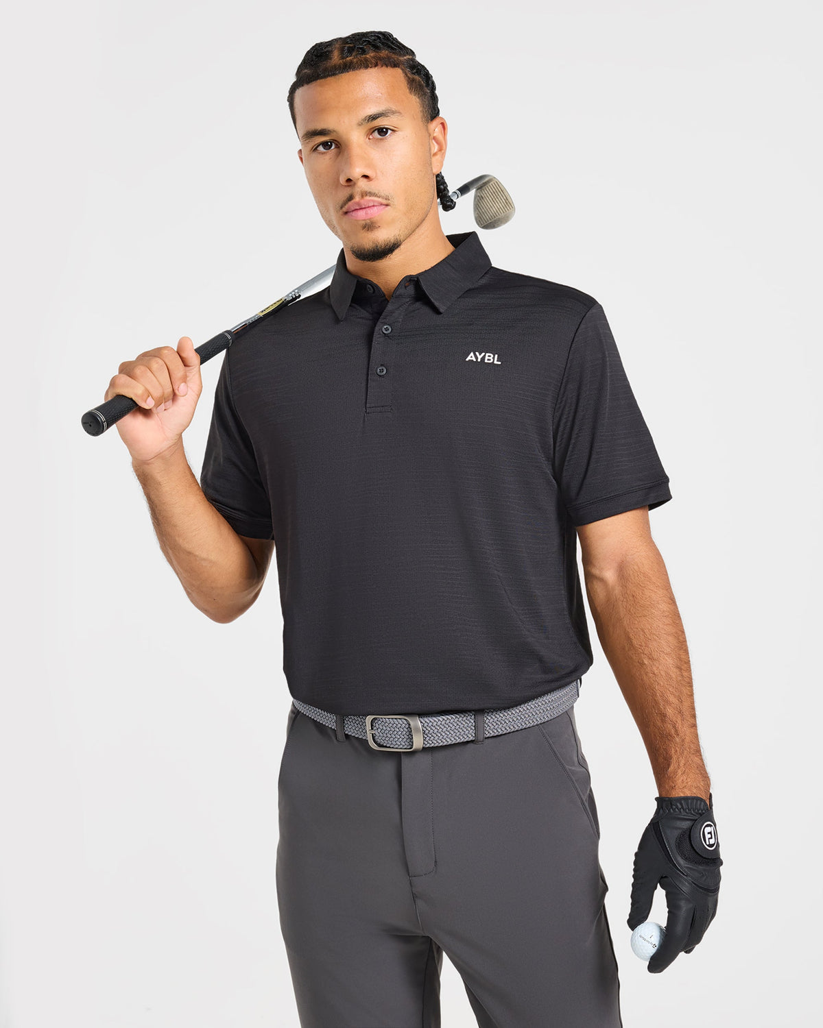 Precision Textured Stripe Polo - Schwarz