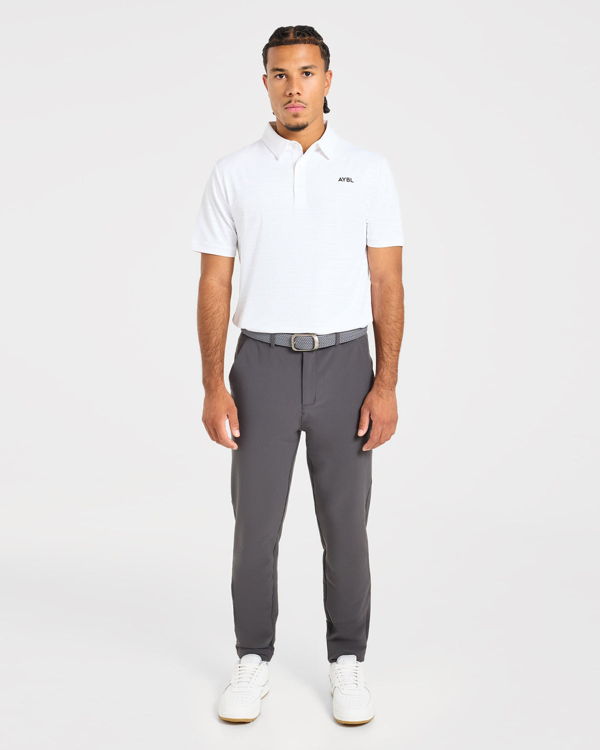 Precision Textured Stripe Polo - Off Weiß