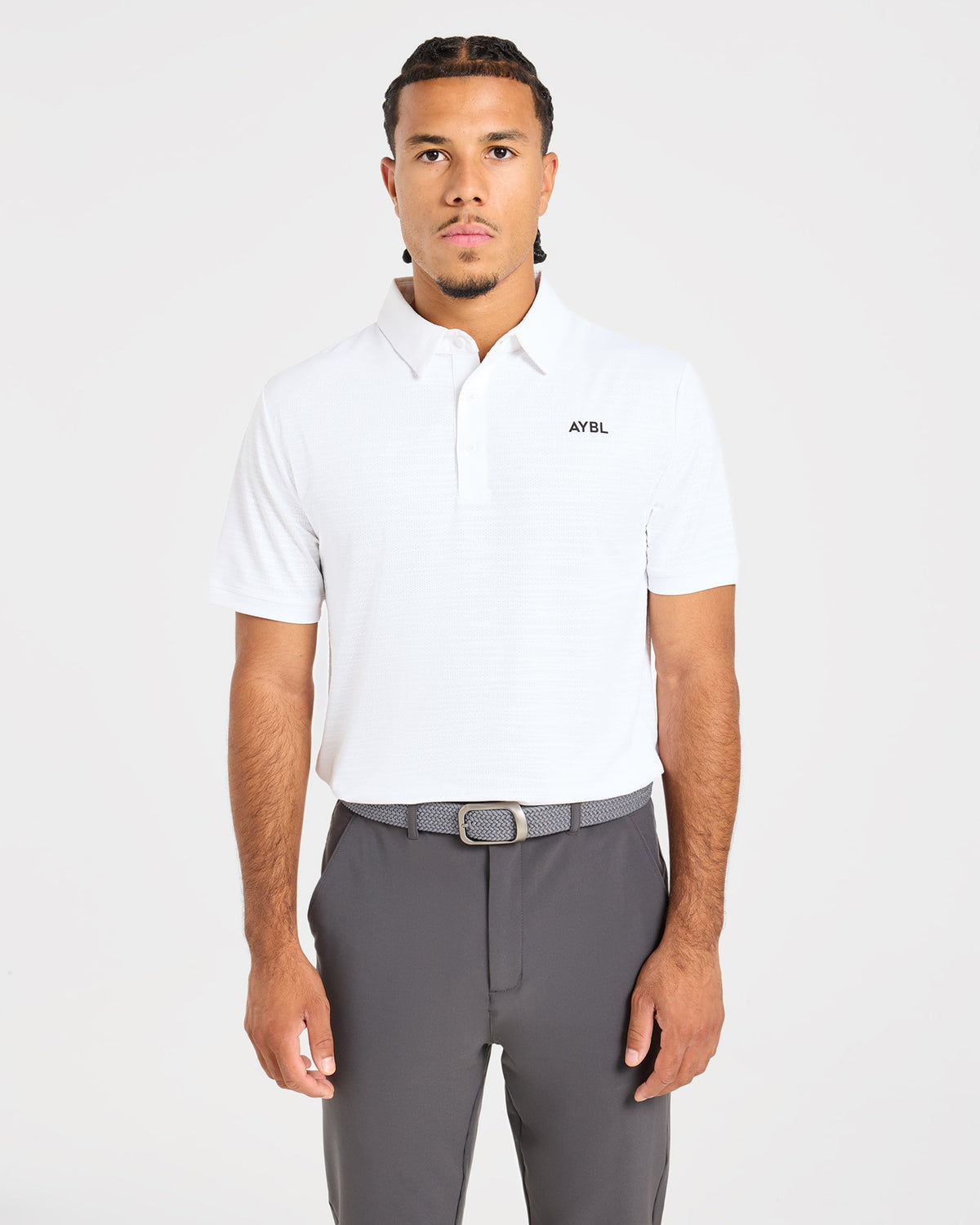 Precision Textured Stripe Polo - Off Weiß