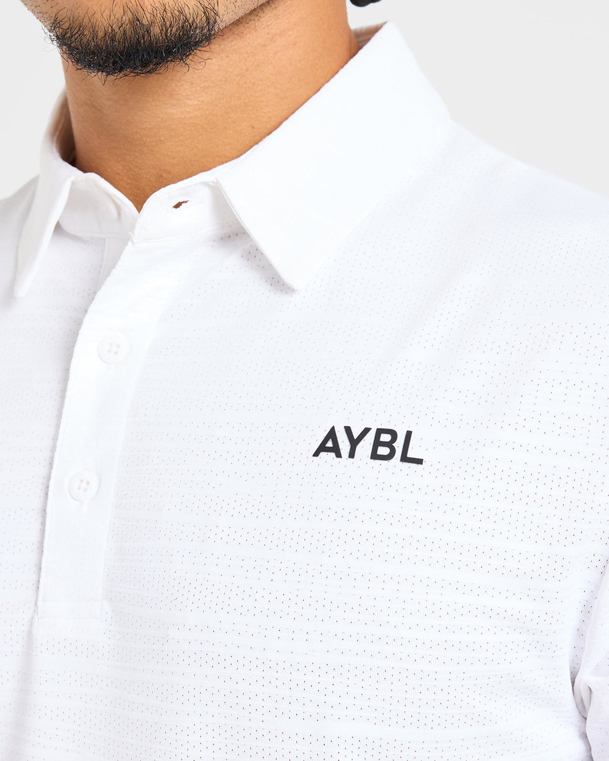 Precision Textured Stripe Polo - Off Weiß