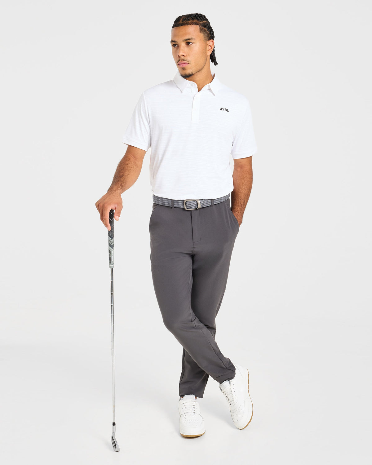 Precision Textured Stripe Polo - Off Weiß