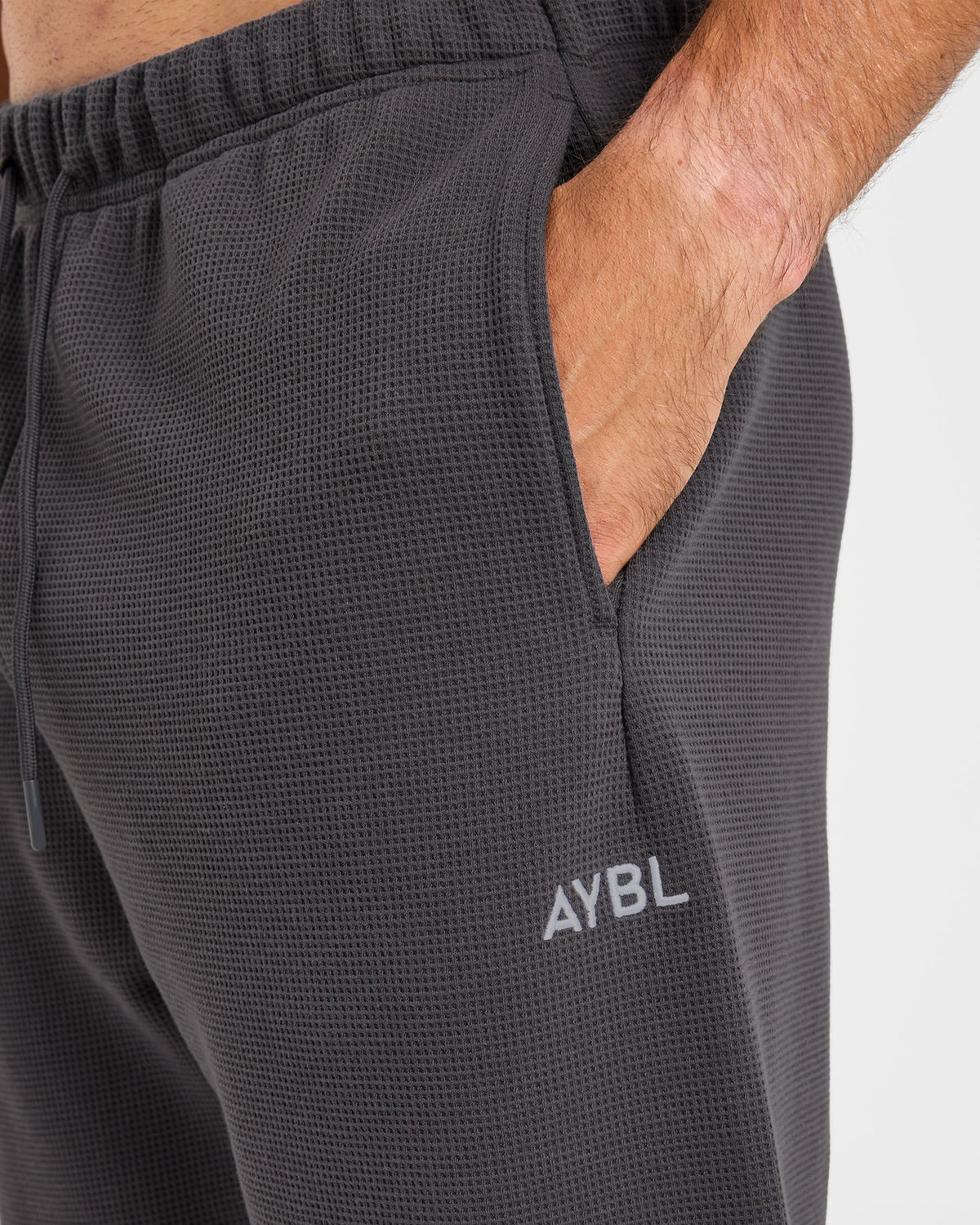 Waffle Oversized Straight Leg Joggers - Charcoal