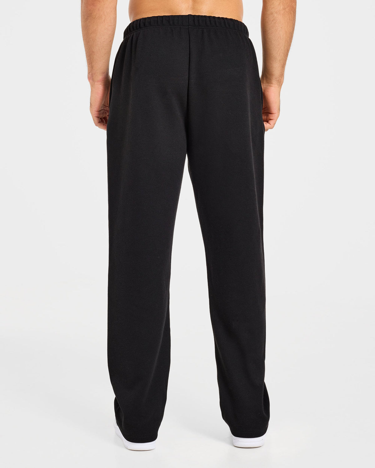 Waffle Oversized Straight Leg Joggers - Schwarz