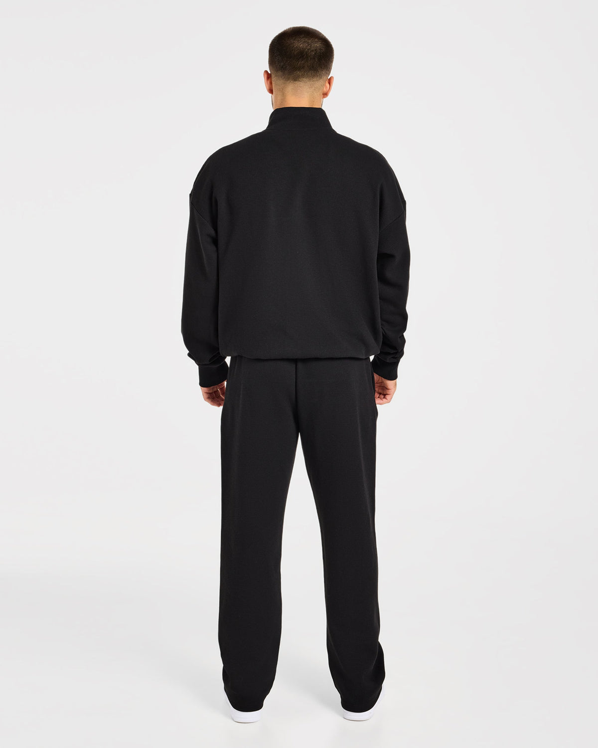 Waffle Oversized 1/4 Zip Pullover - Schwarz