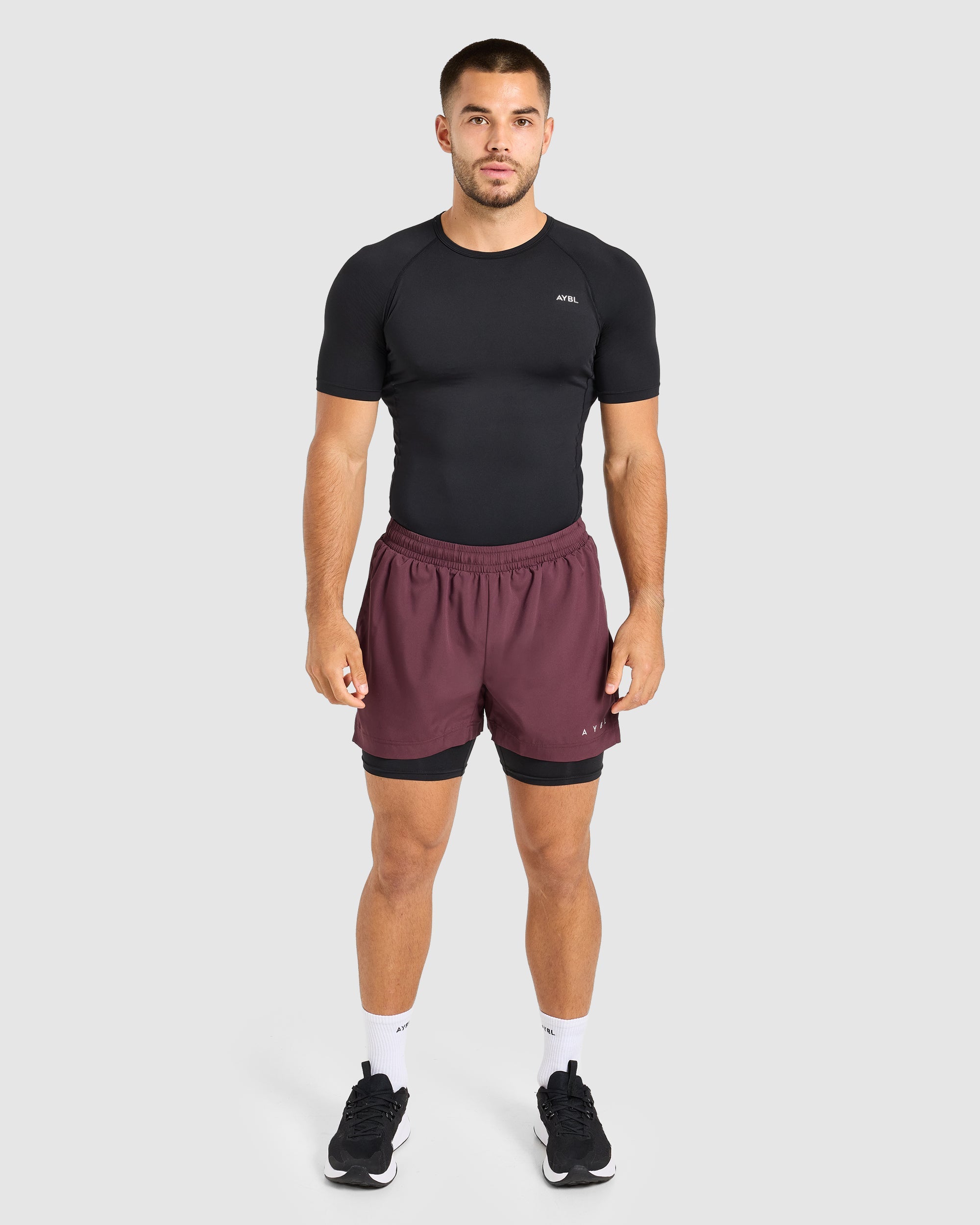Core 2 in 1 Shorts - Dusty Plum/Schwarz
