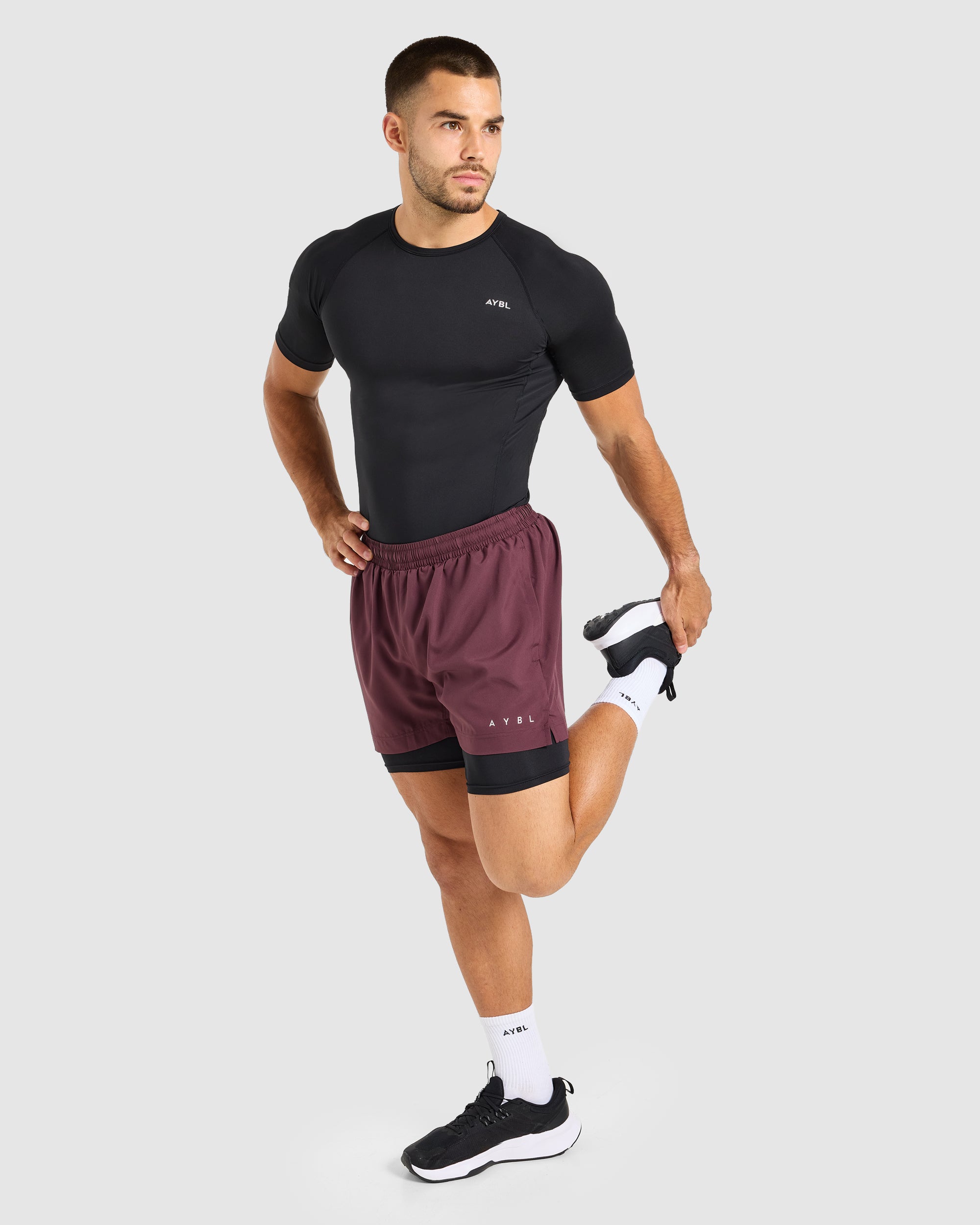 Core 2 in 1 Shorts - Dusty Plum/Schwarz