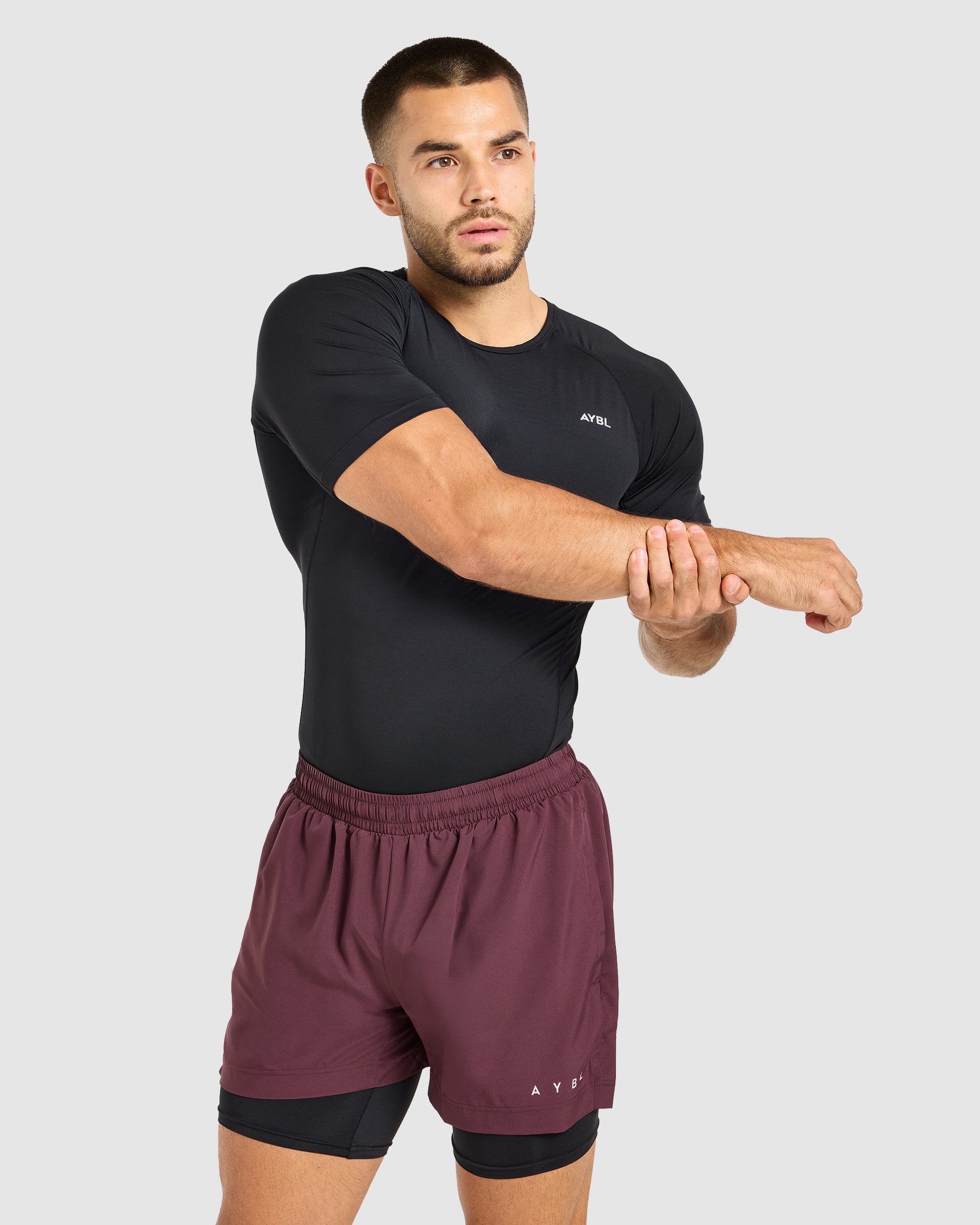 Core 2 in 1 Shorts - Dusty Plum/Schwarz