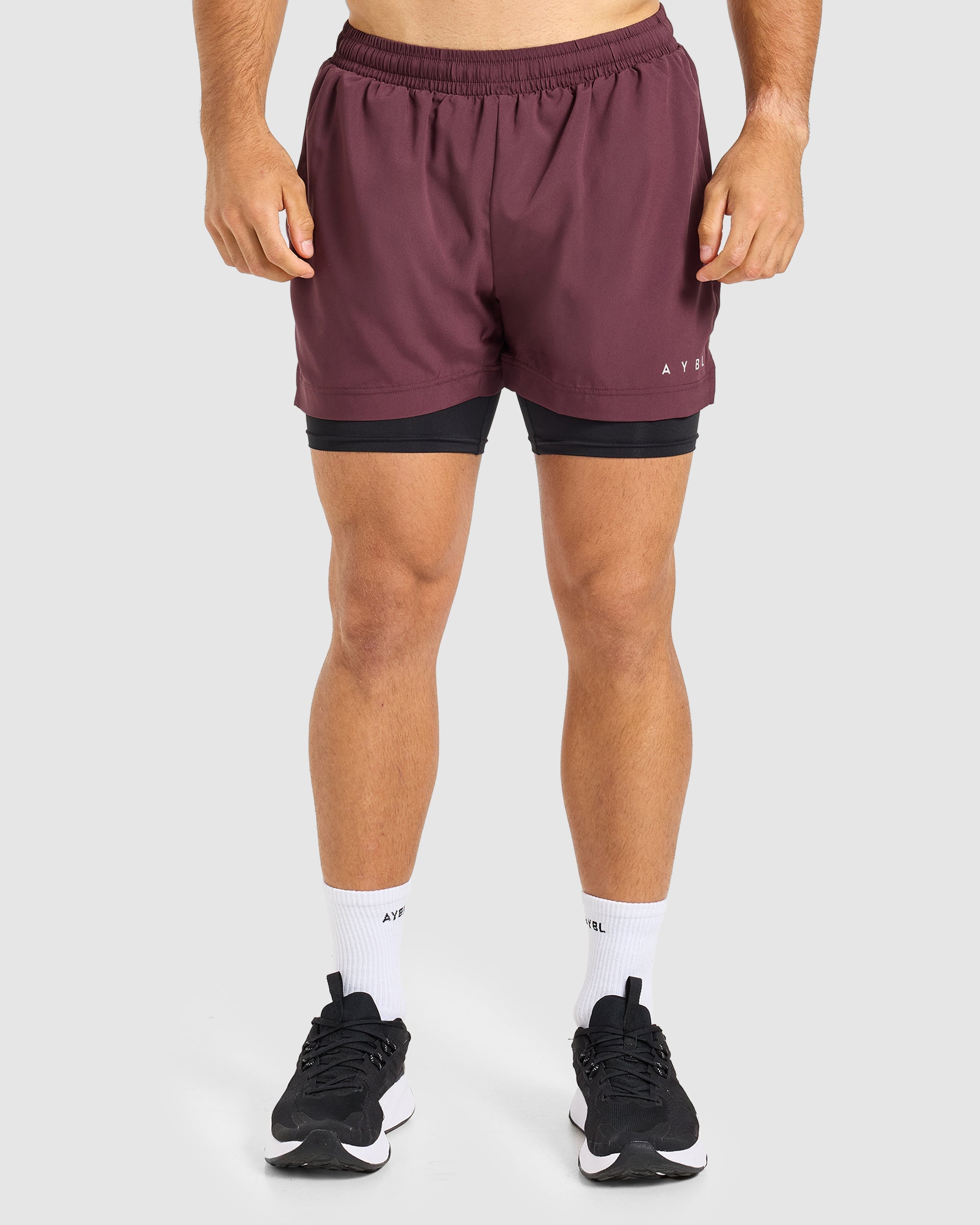 Core 2 in 1 Shorts - Dusty Plum/Schwarz