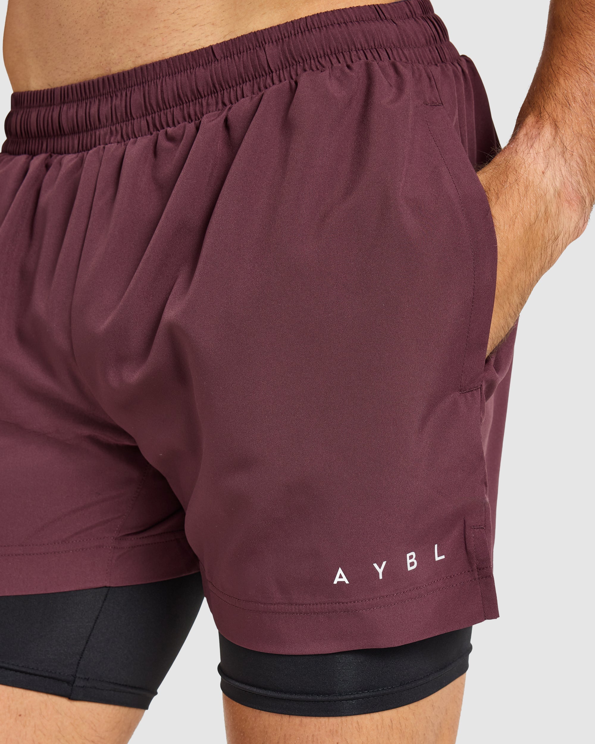 Core 2 in 1 Shorts - Dusty Plum/Schwarz