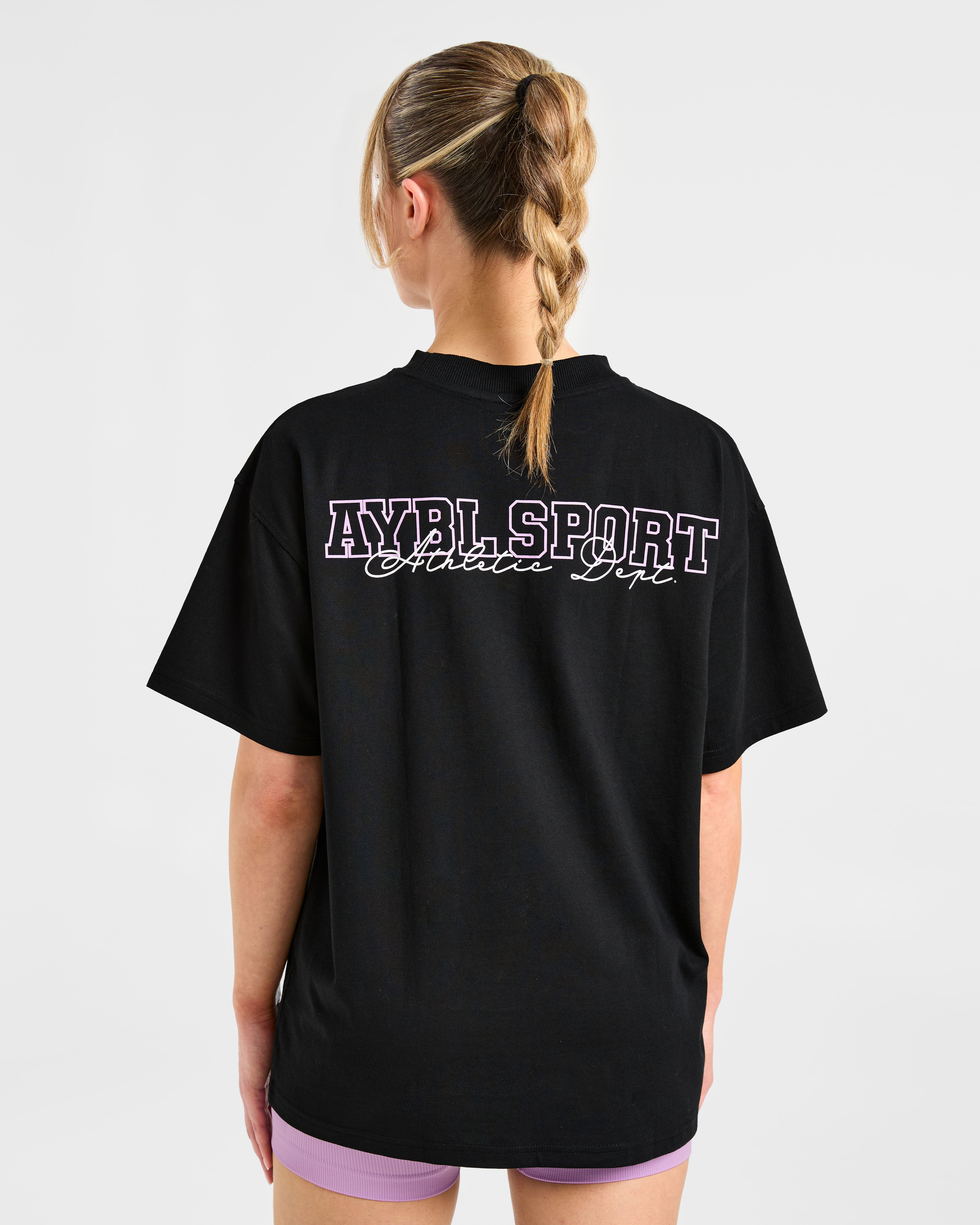 Varsity Dept Oversized T Shirt - Schwarz/Lilac