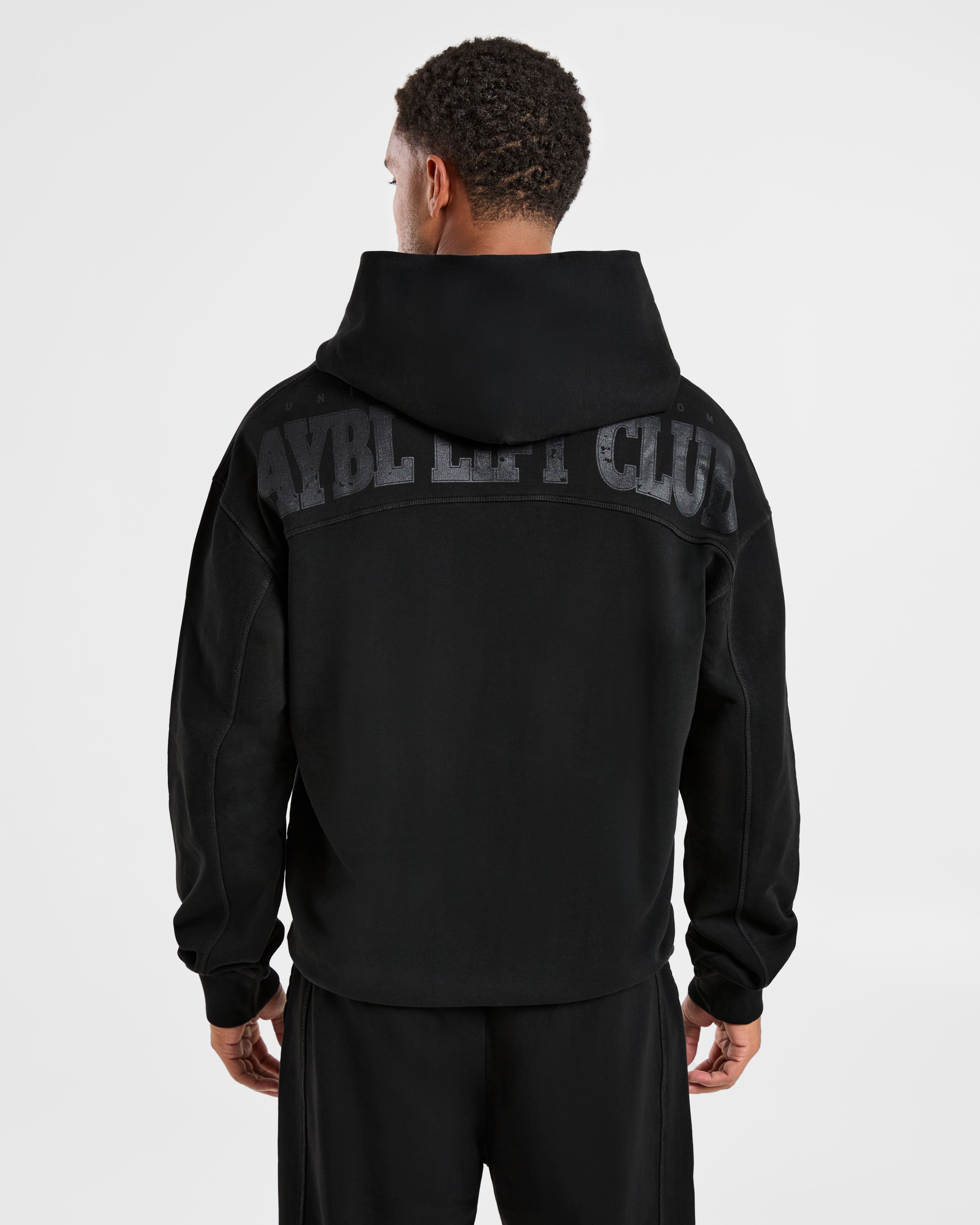 Lift Club Distressed Hoodie - Schwarz/Charcoal