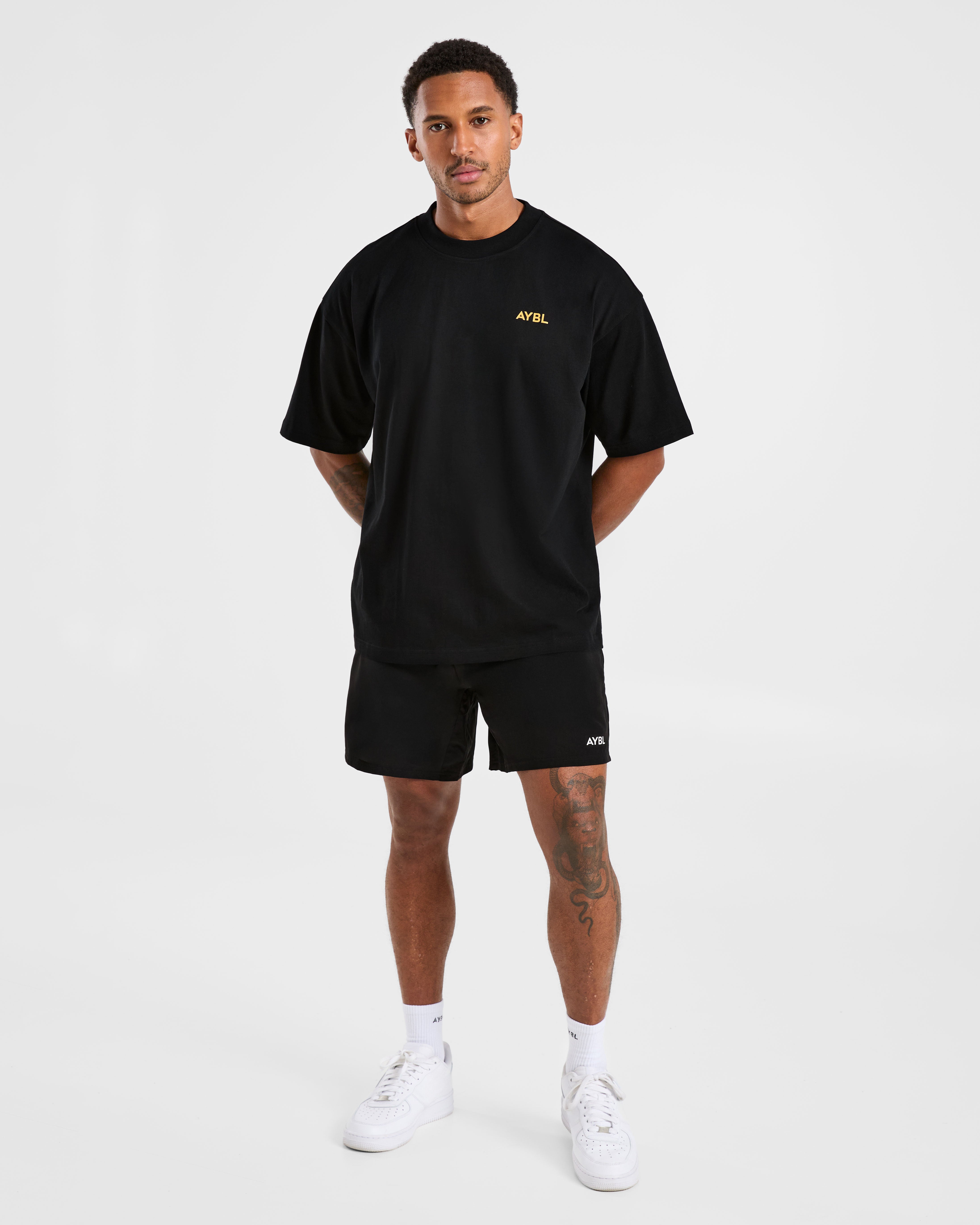 Essential Oversized T Shirt - Schwarz/Mango Gelb