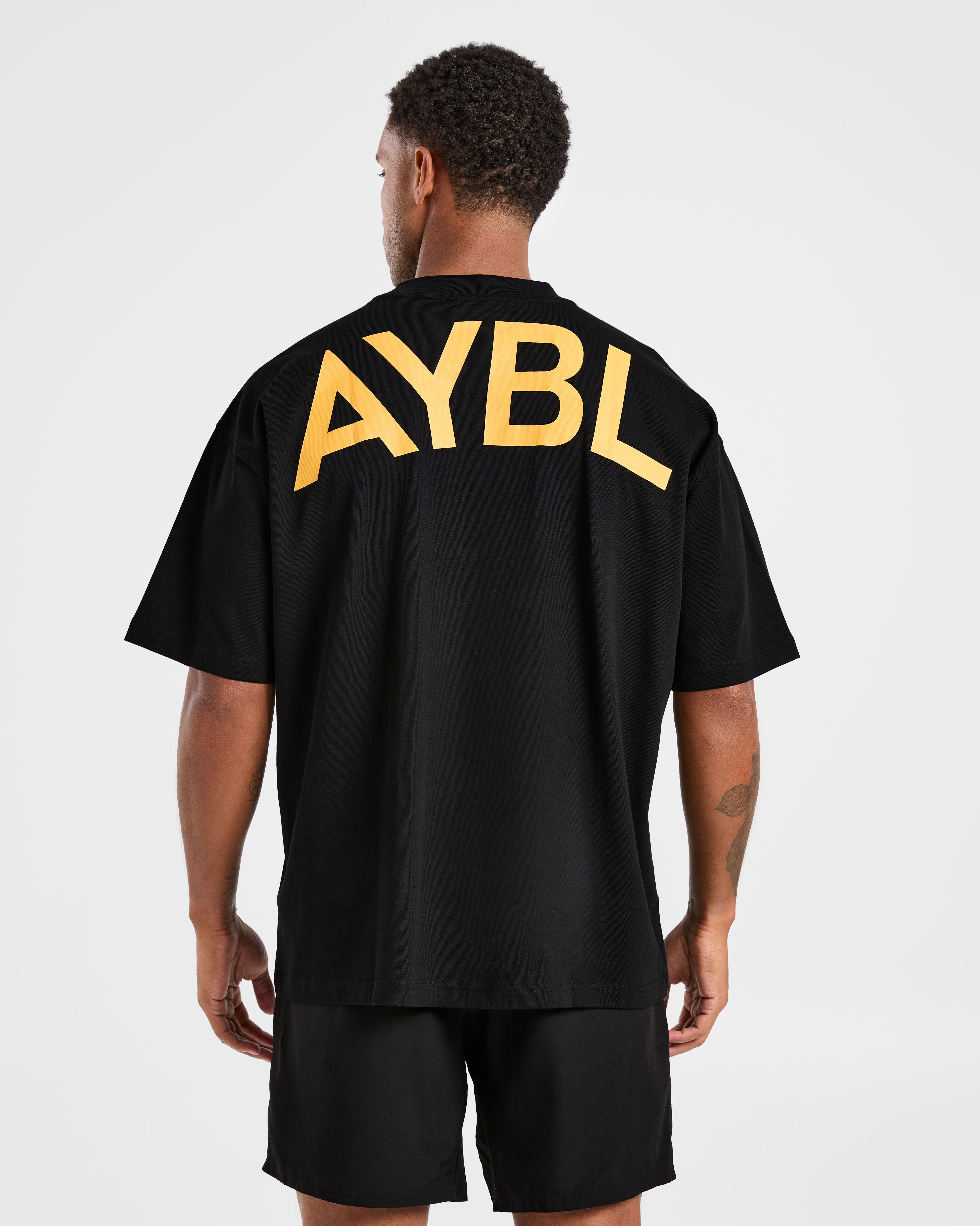 Essential Oversized T Shirt - Schwarz/Mango Gelb