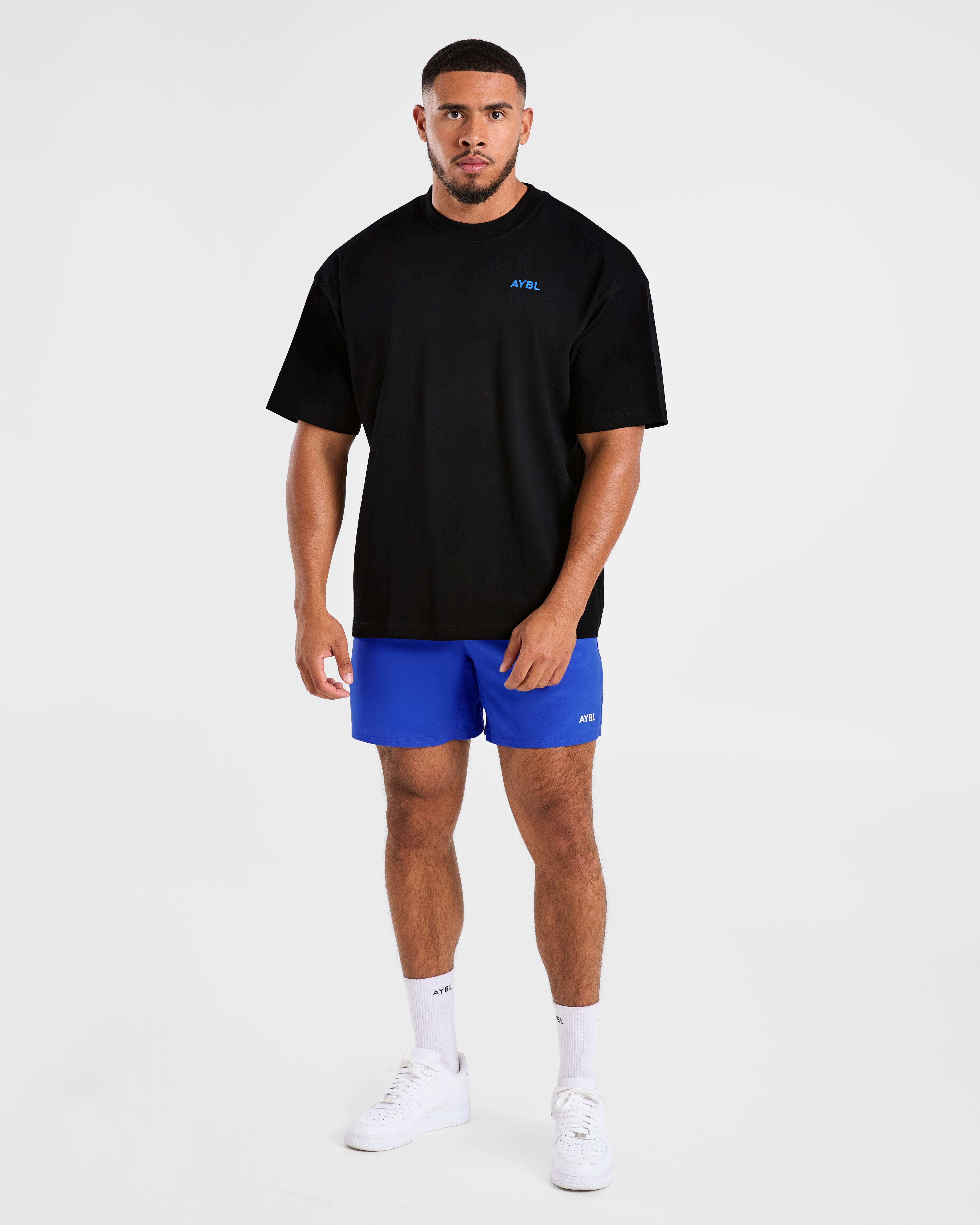 Essential Oversized T Shirt - Schwarz/Cobalt