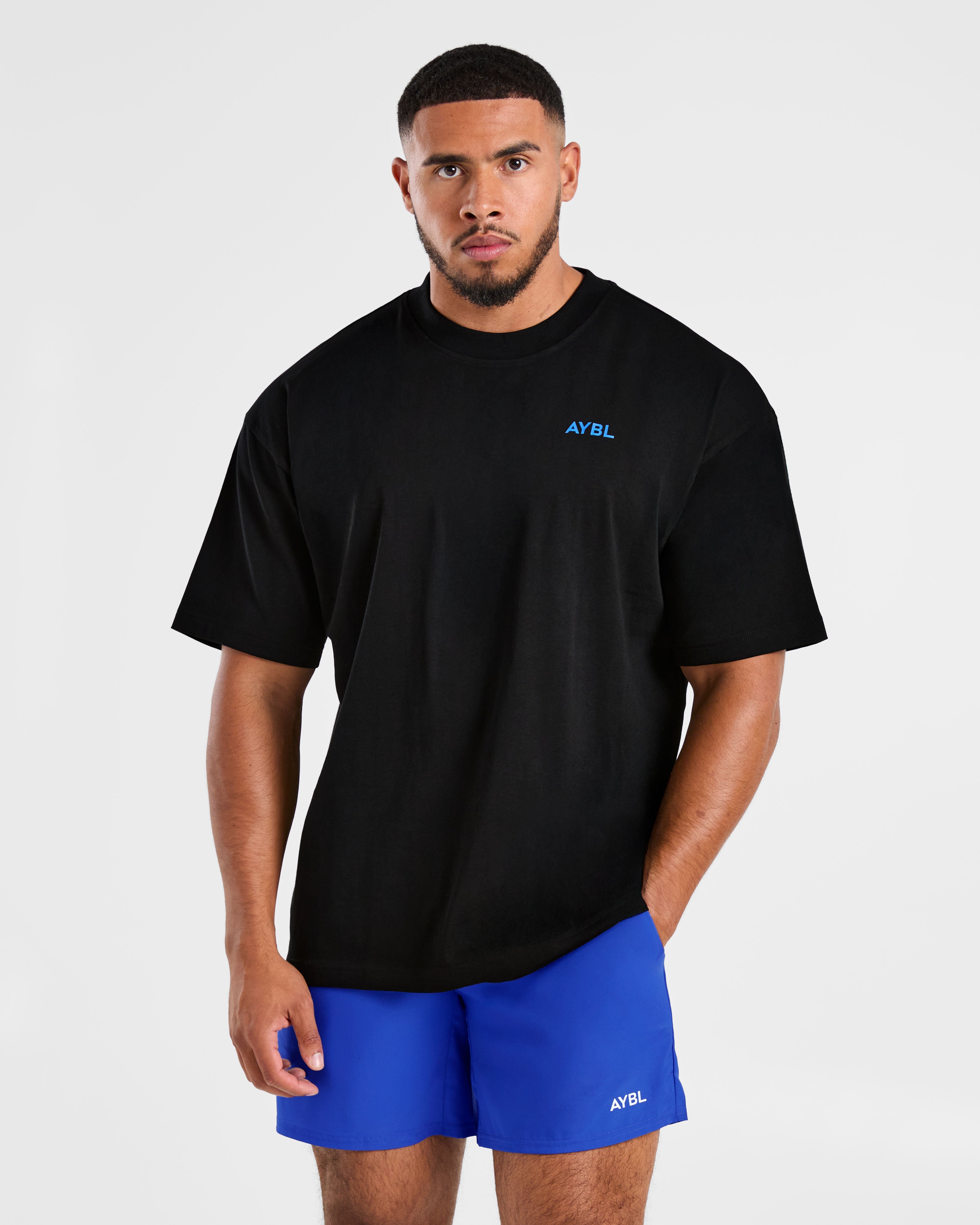 Essential Oversized T Shirt - Schwarz/Cobalt