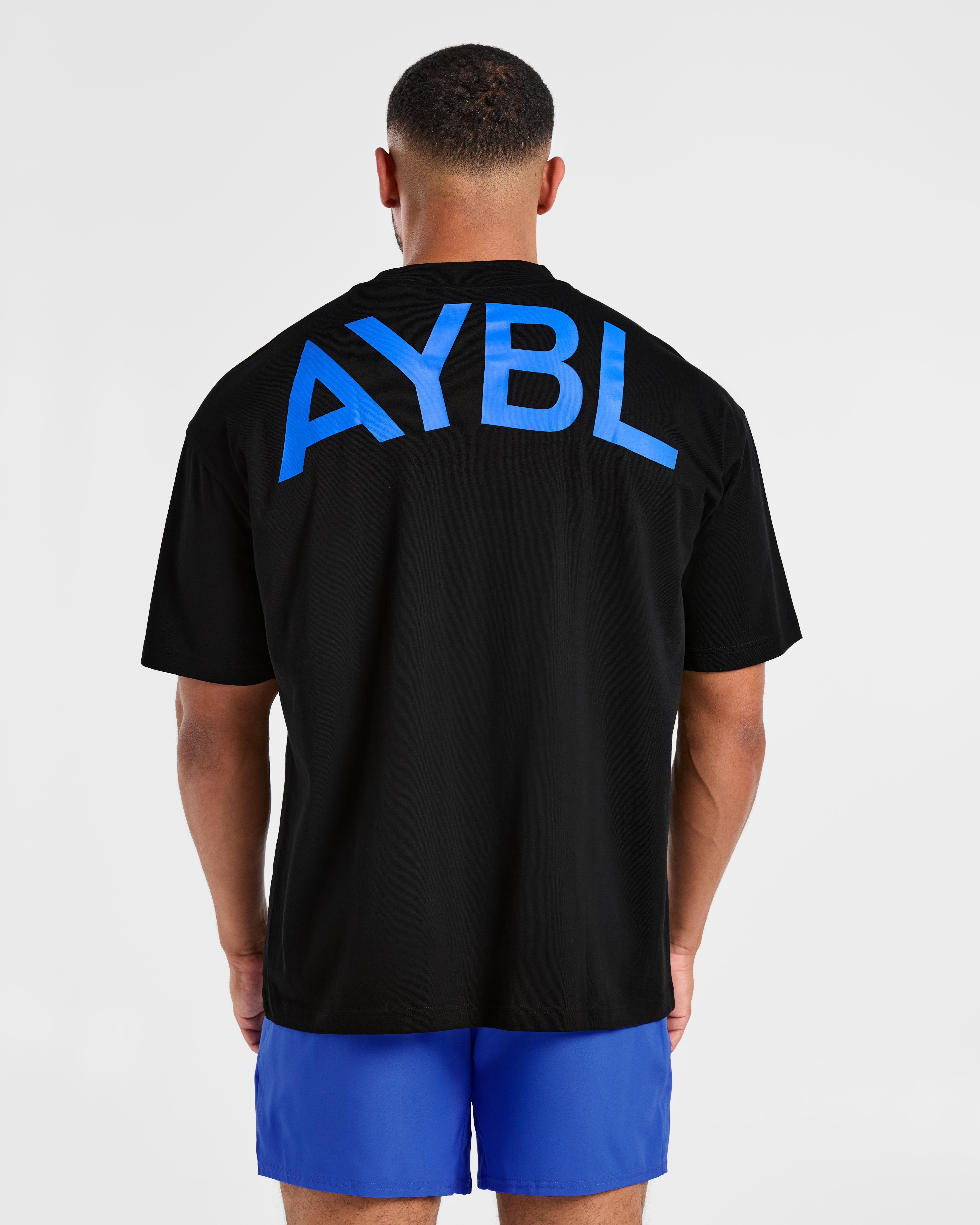 Essential Oversized T Shirt - Schwarz/Cobalt