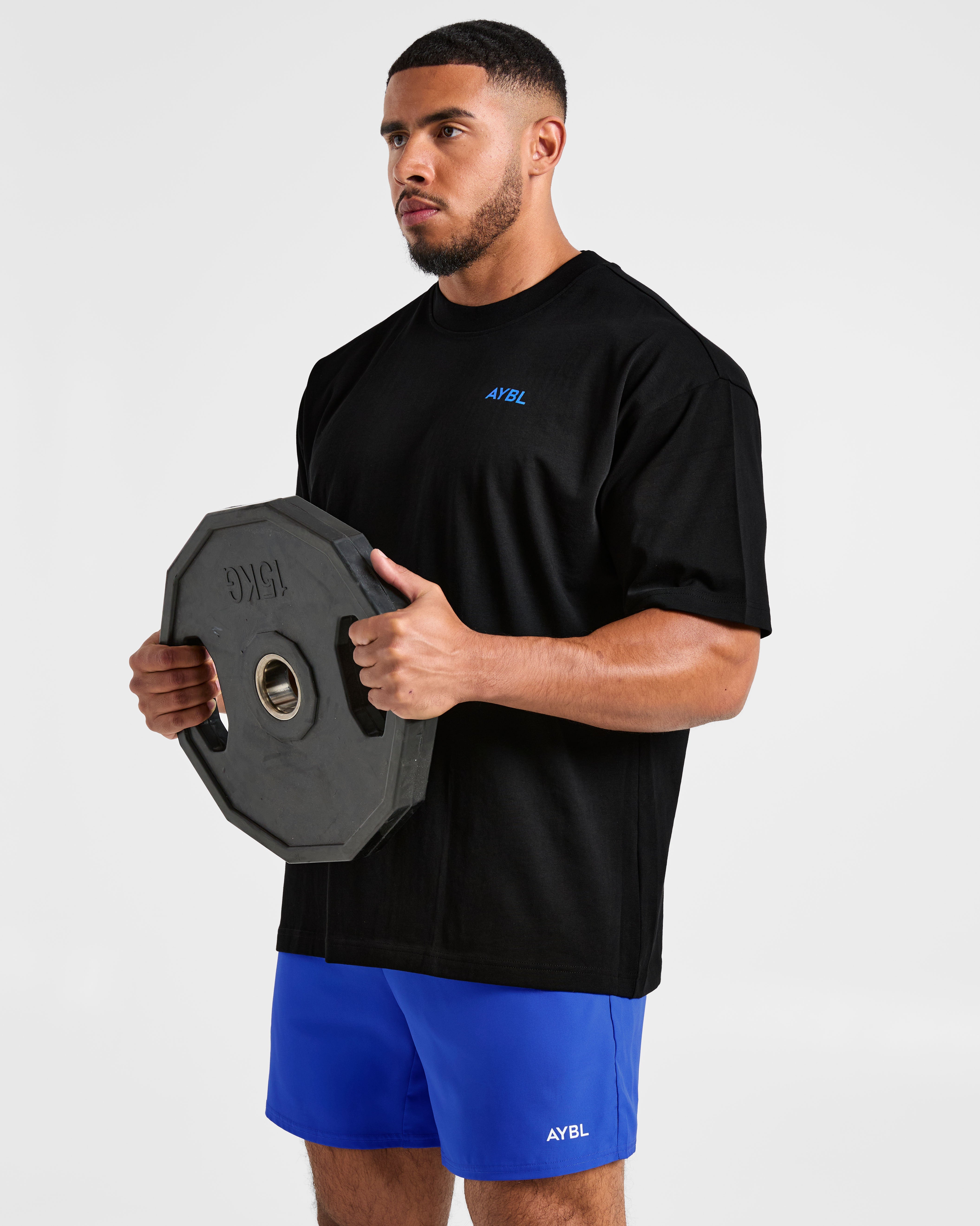 Essential Oversized T Shirt - Schwarz/Cobalt