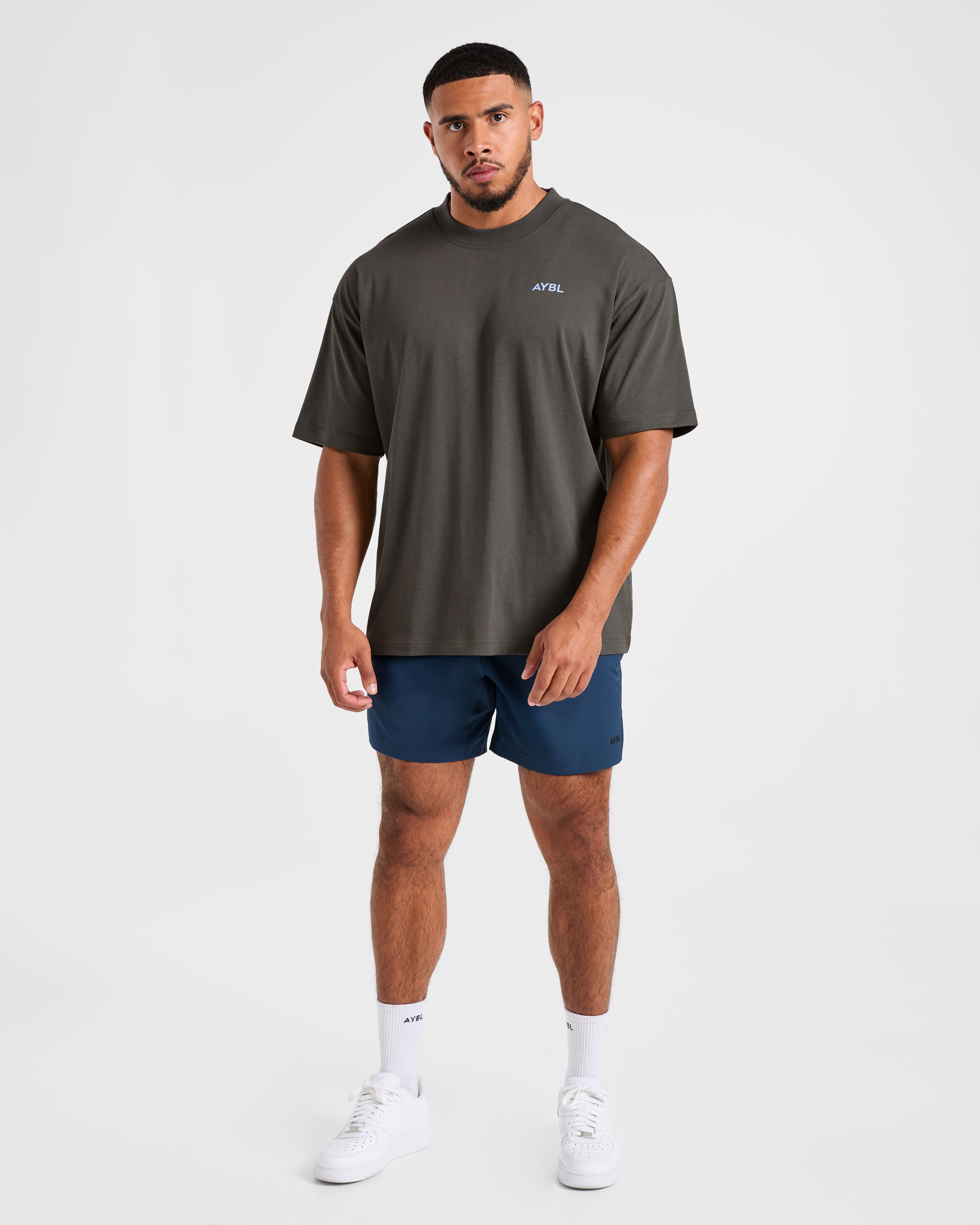 Essential Oversized T Shirt - Charcoal/Cornflower Blau