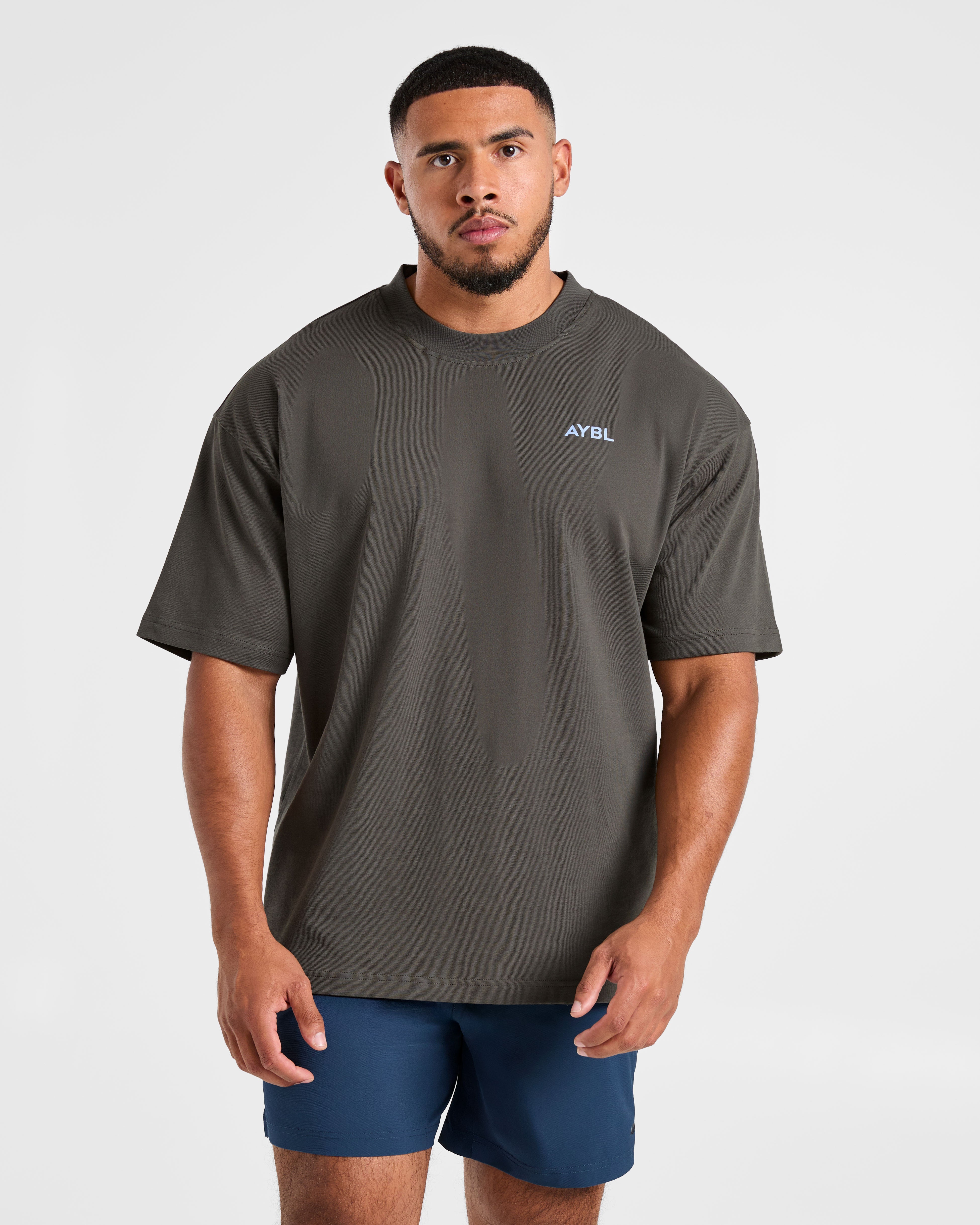 Essential Oversized T Shirt - Charcoal/Cornflower Blau