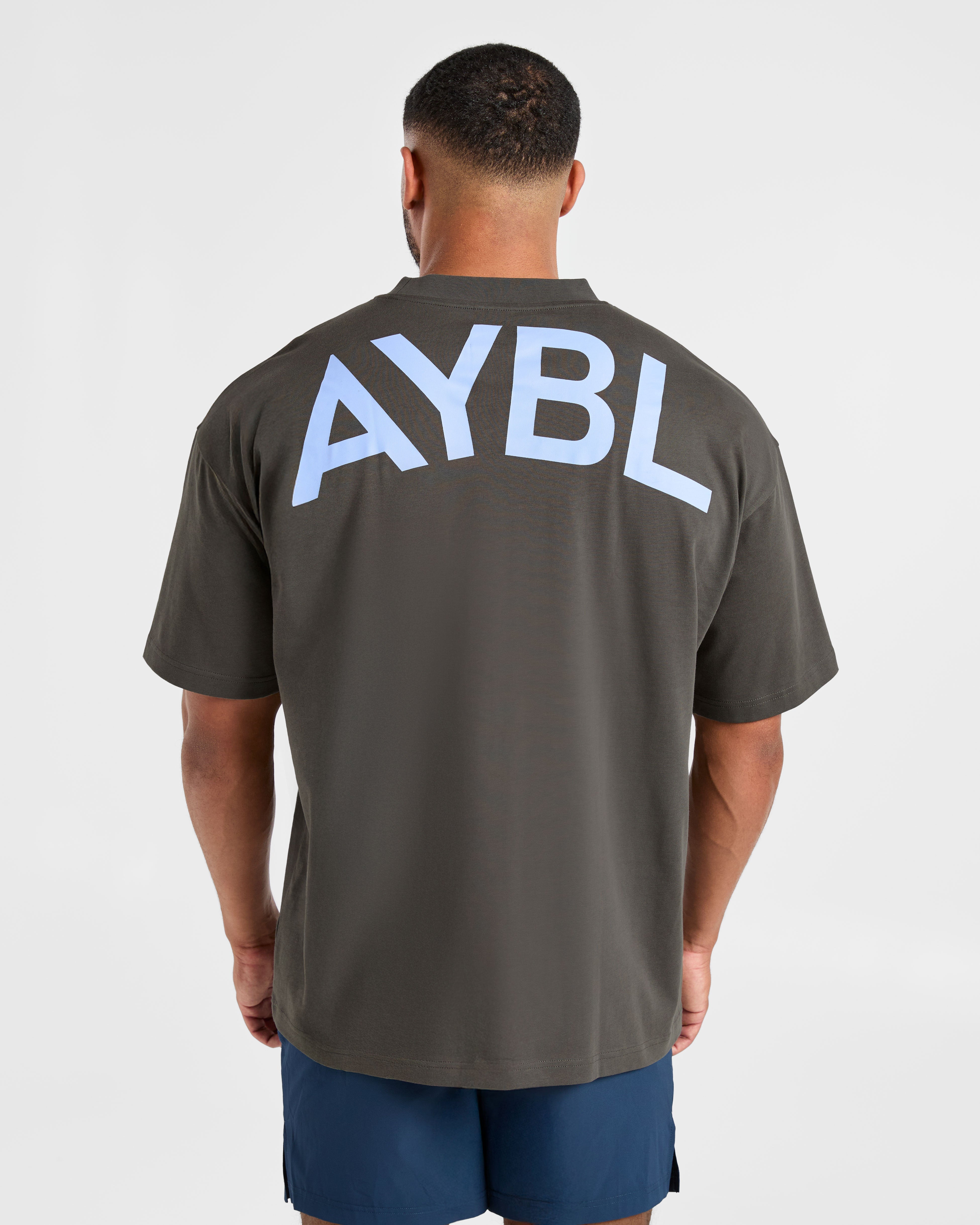 Essential Oversized T Shirt - Charcoal/Cornflower Blau