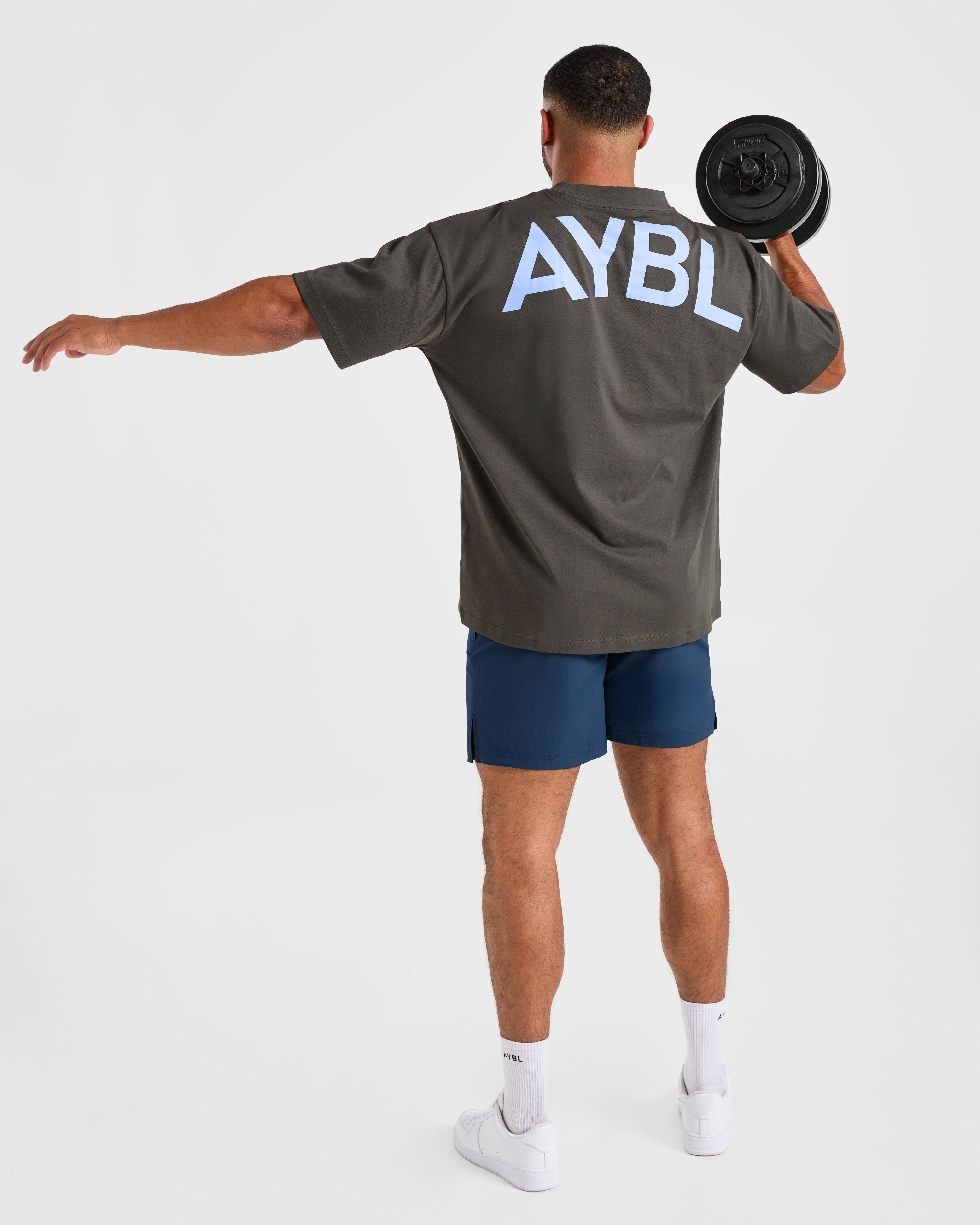 Essential Oversized T Shirt - Charcoal/Cornflower Blau