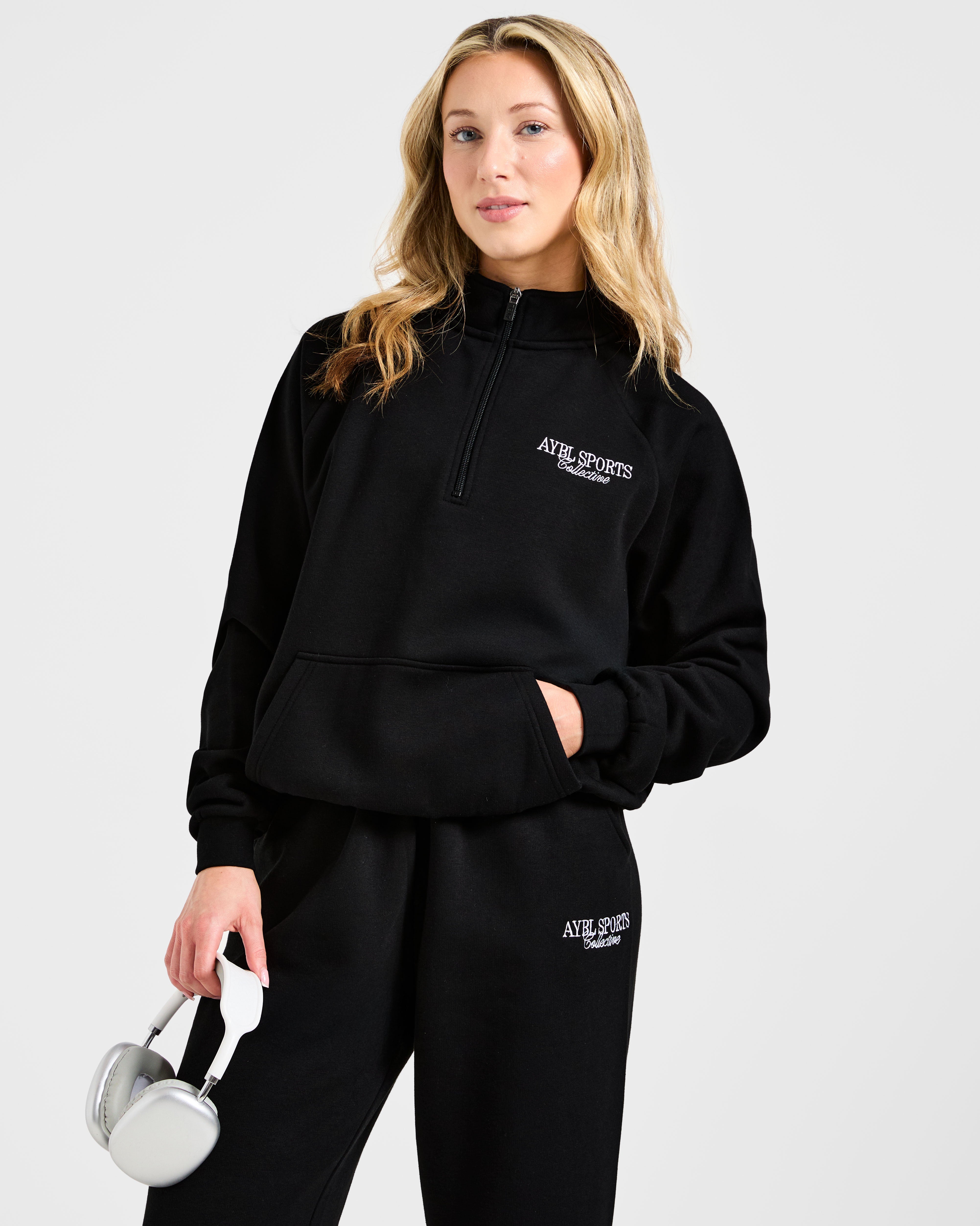 Sports Collective Oversized 1/4 Zip Pullover - Schwarz