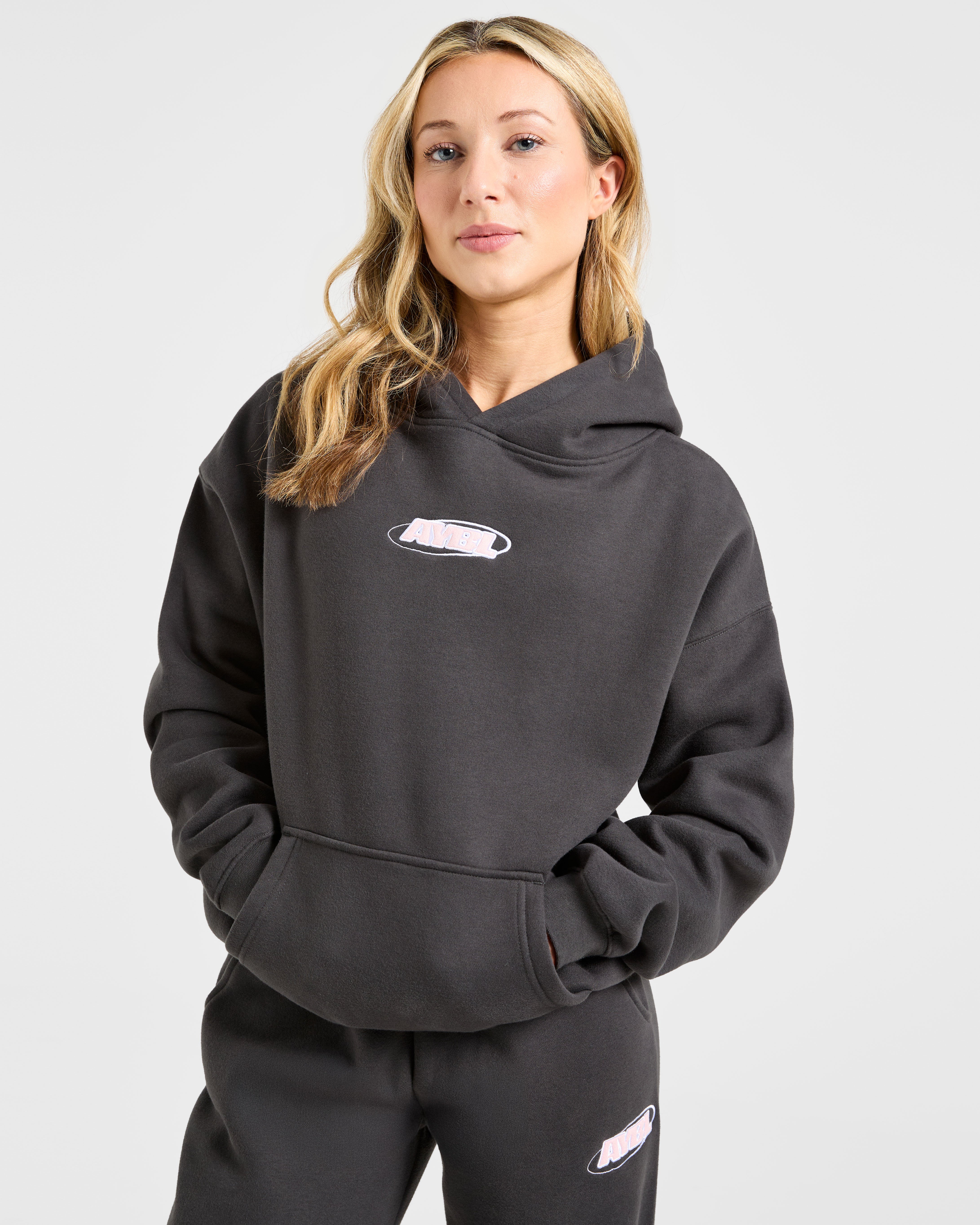 Sports Essentials Oversized Hoodie - Charcoal/Rosa