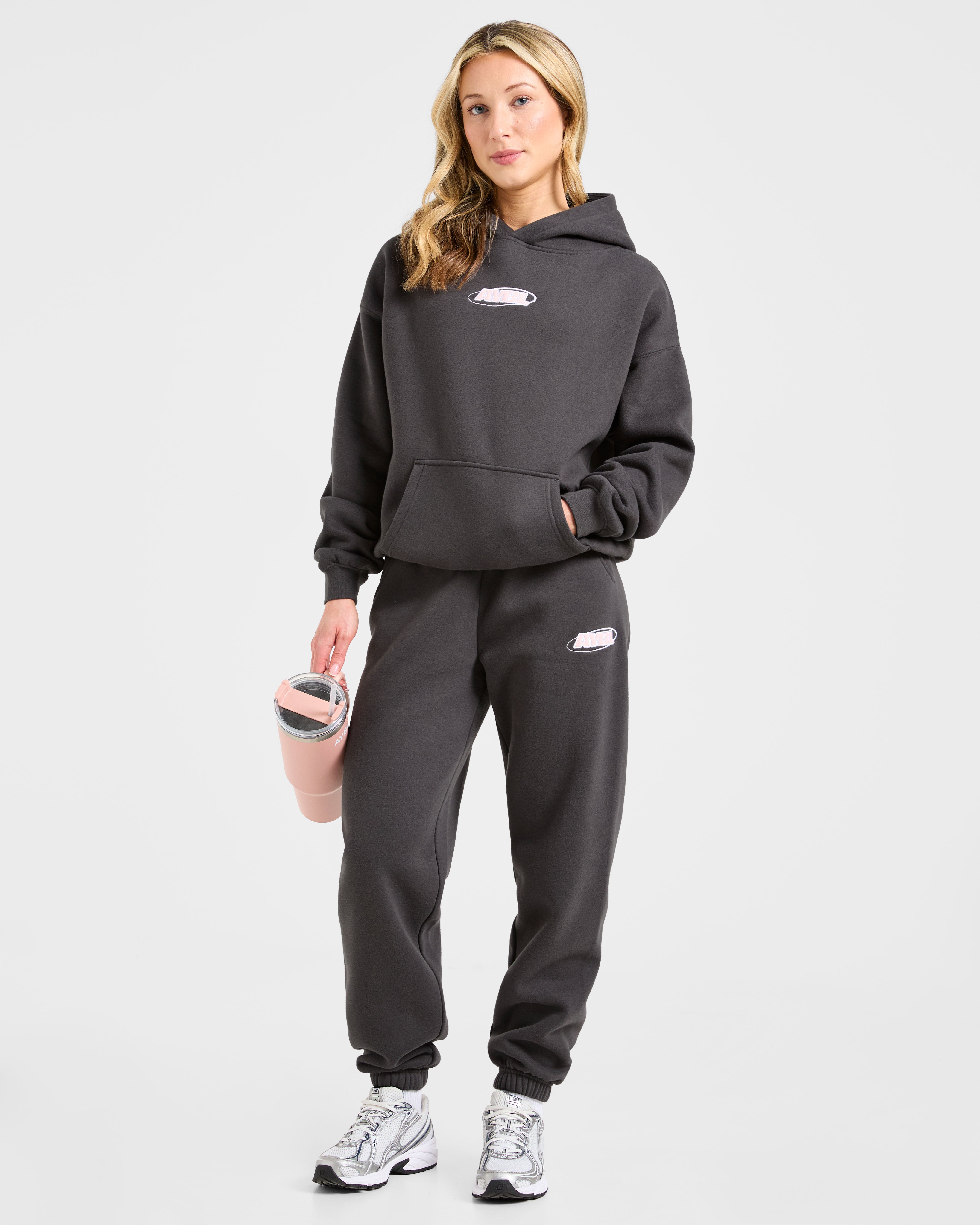 Sports Essentials Oversized Joggers - Charcoal/Rosa