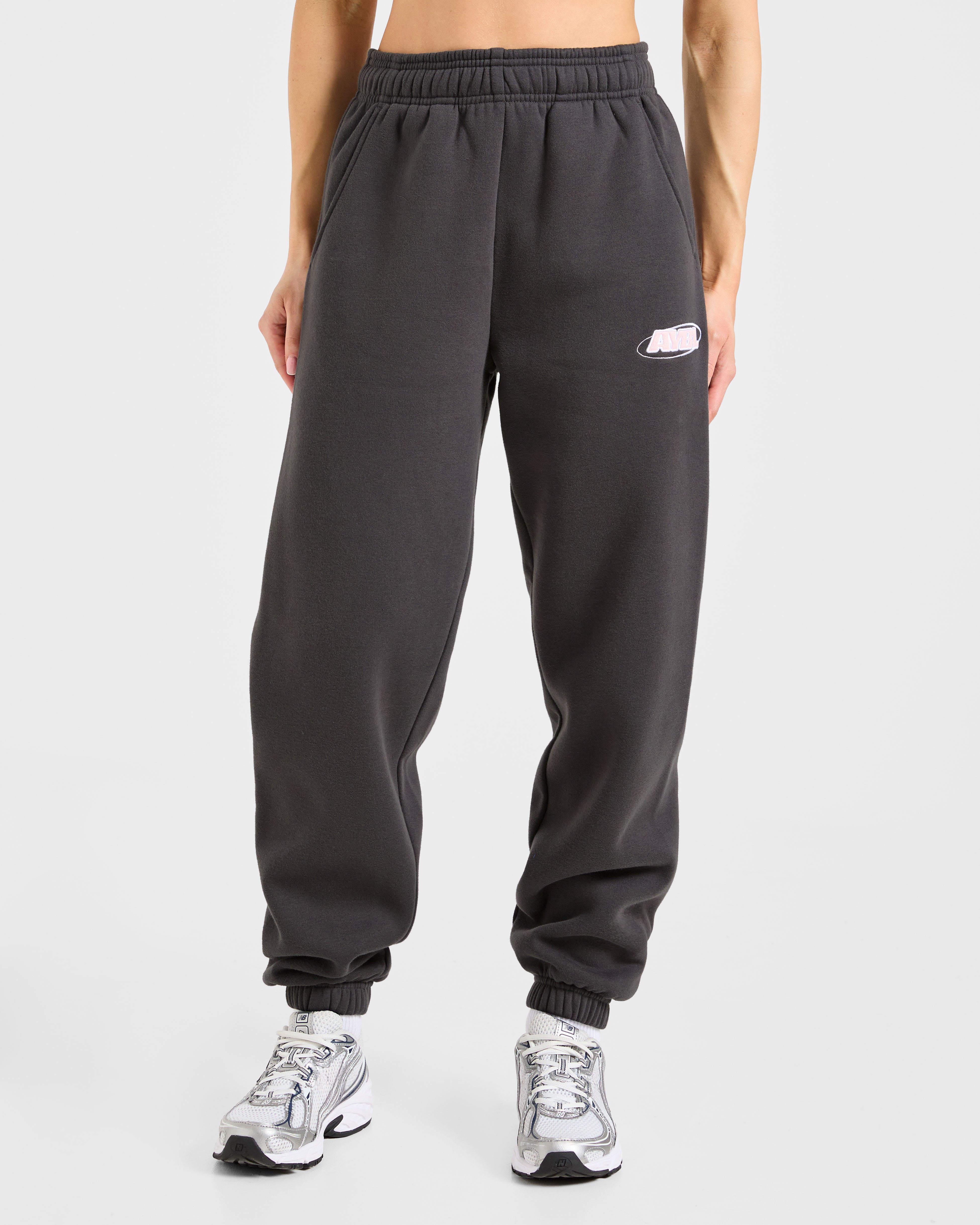 Sports Essentials Oversized Joggers - Charcoal/Rosa