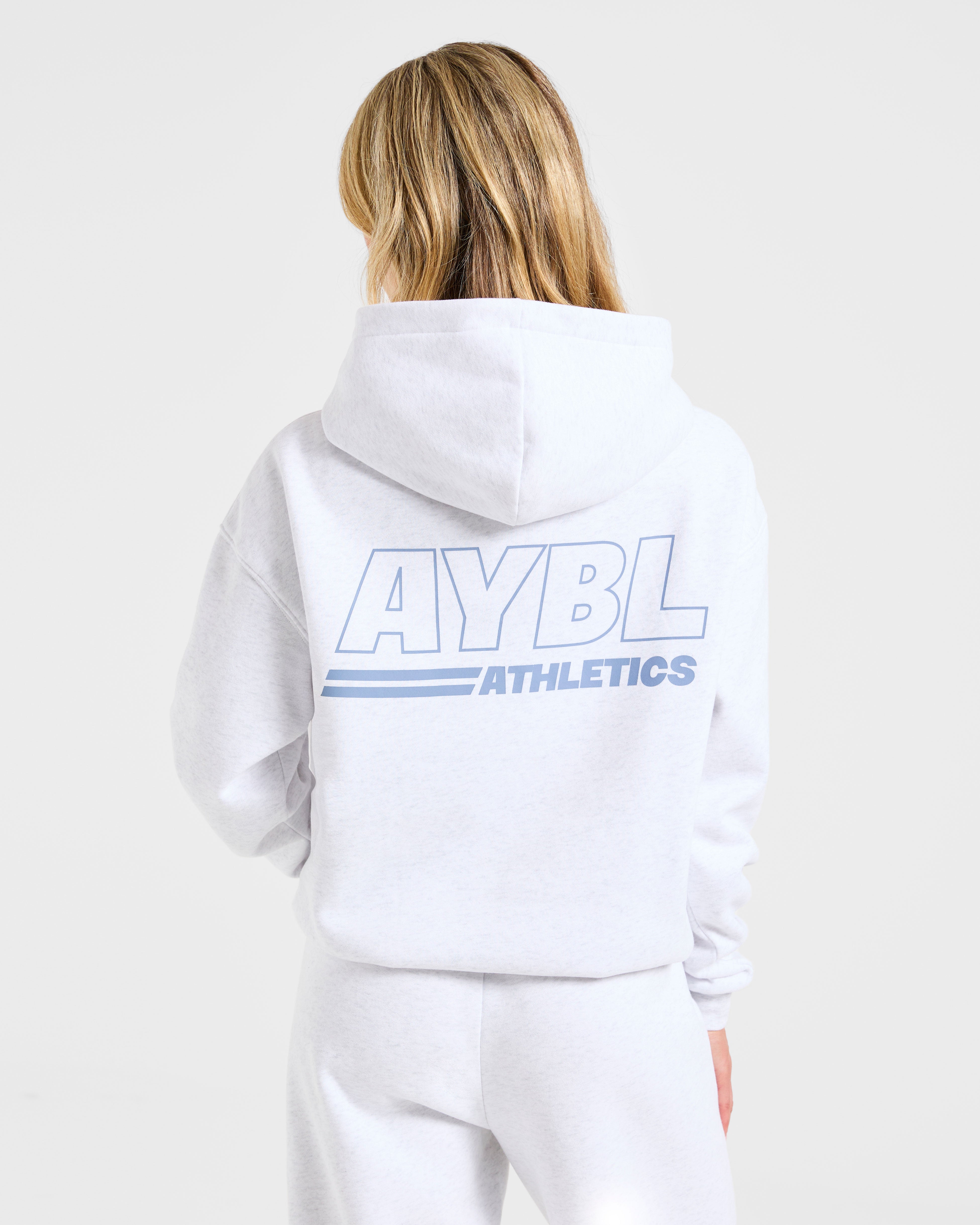 Athletics Track Oversized Hoodie - Heather Grau/Slate Blau