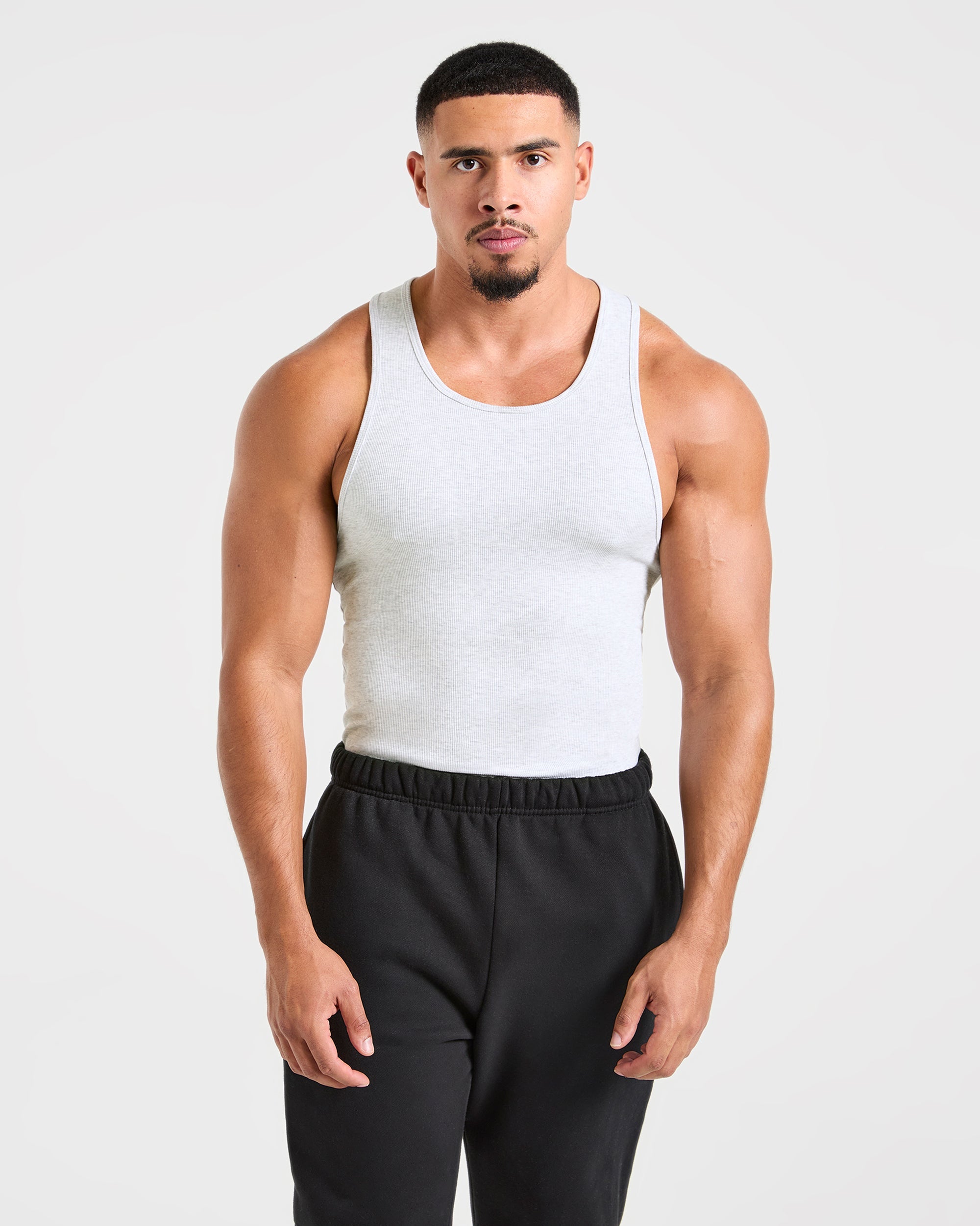 Muscle Ribbed Tank - Light Grau Marl