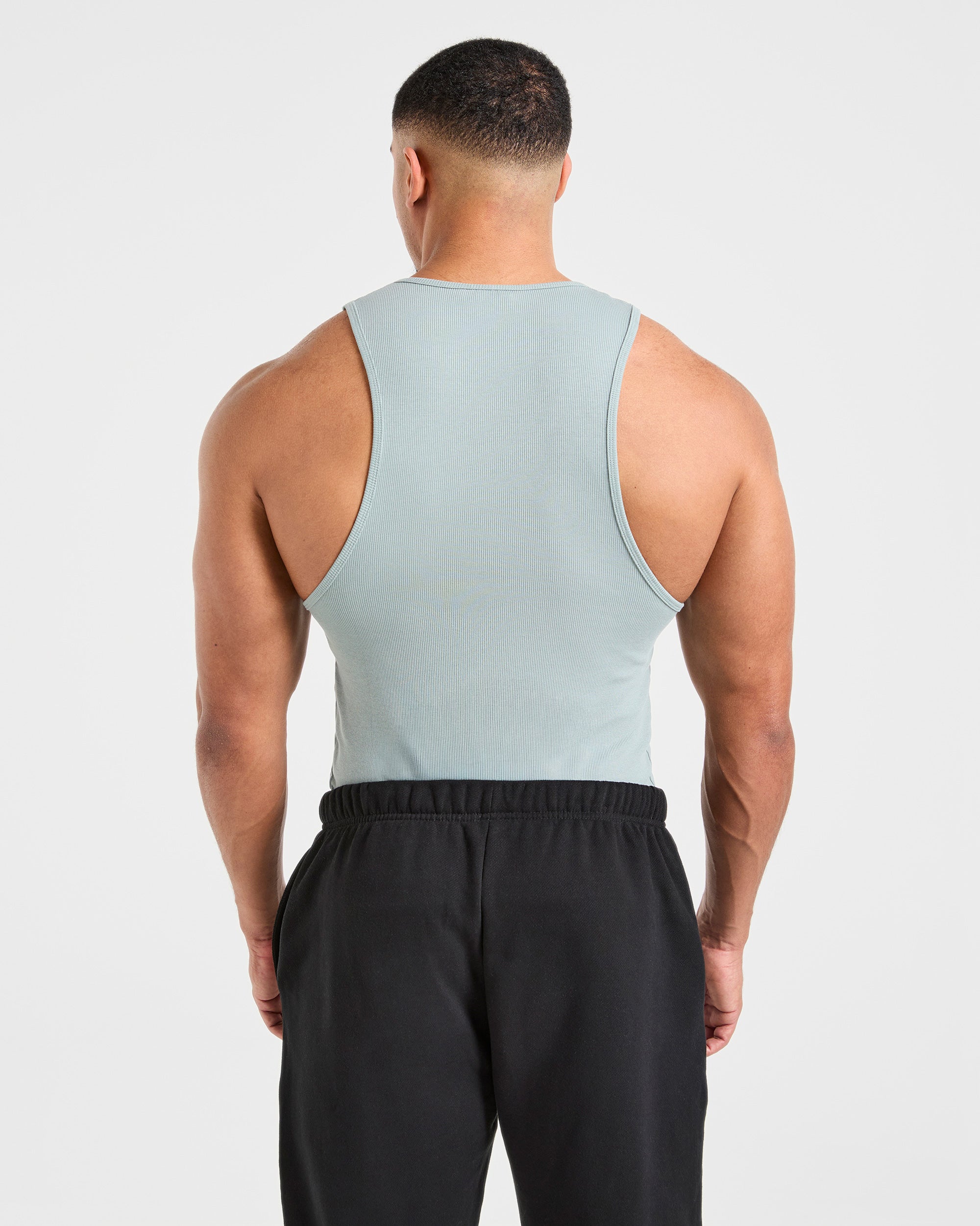 Muscle Ribbed Tank - Stone Blau