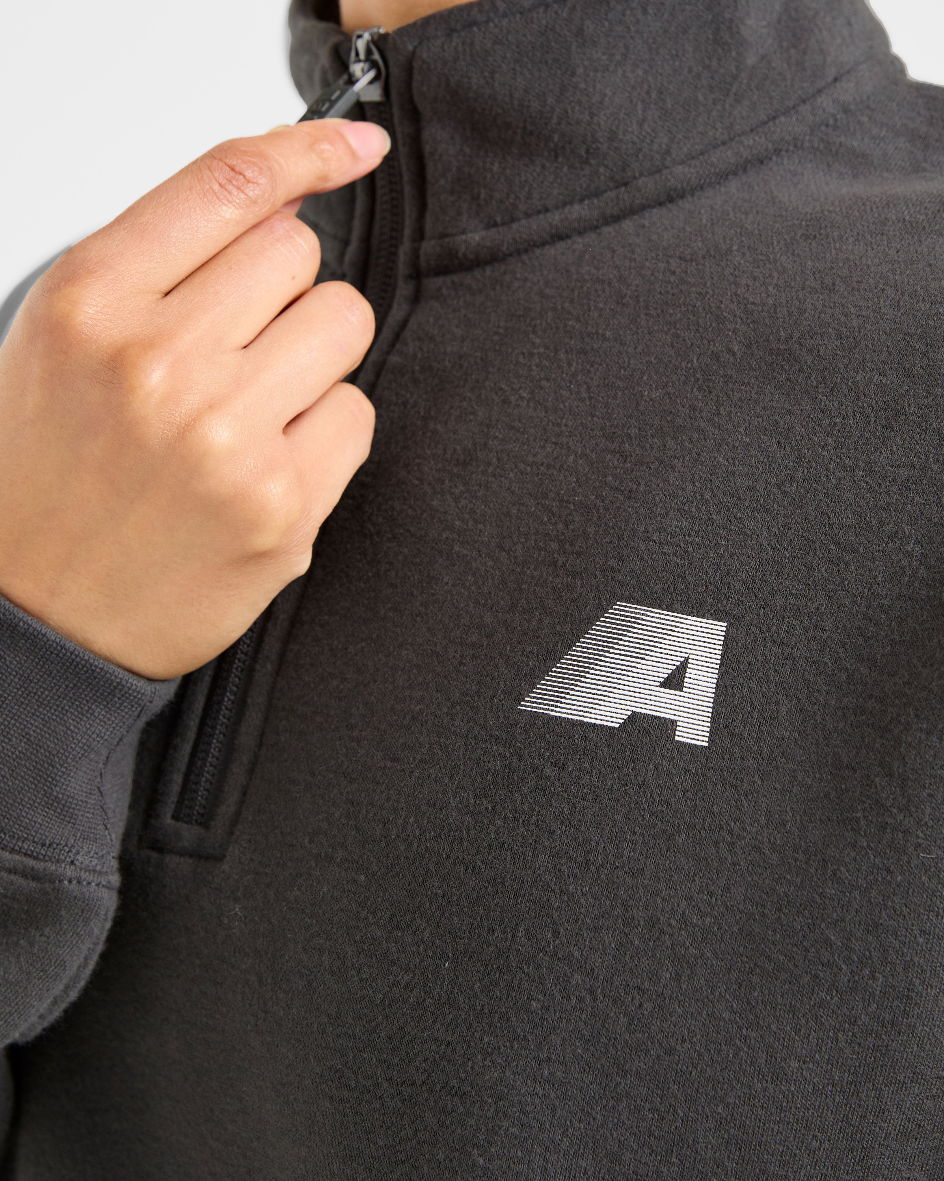 Retro Athletics Oversized 1/4 Zip Pullover - Charcoal