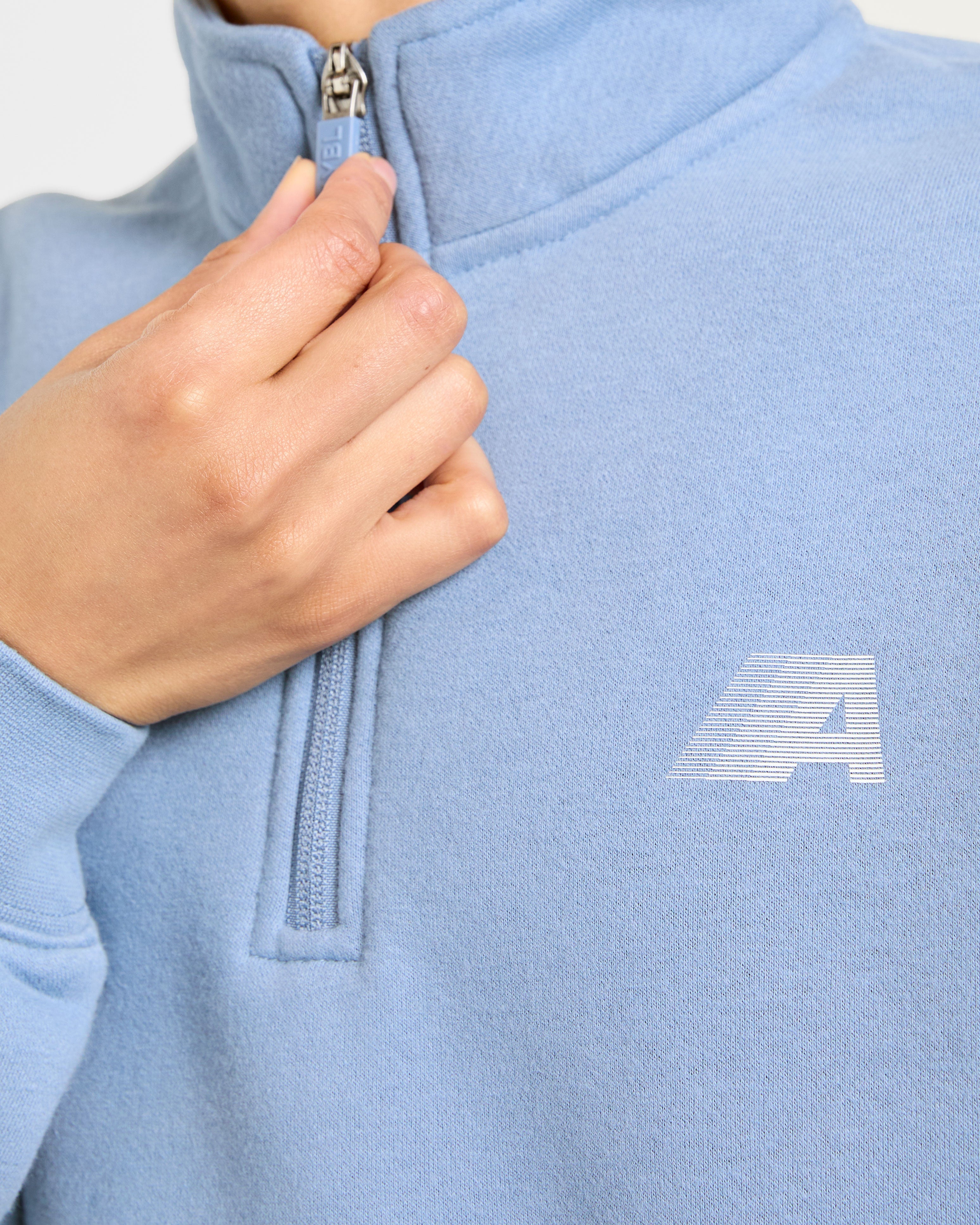 Retro Athletics Oversized 1/4 Zip Pullover - Vintage Blau