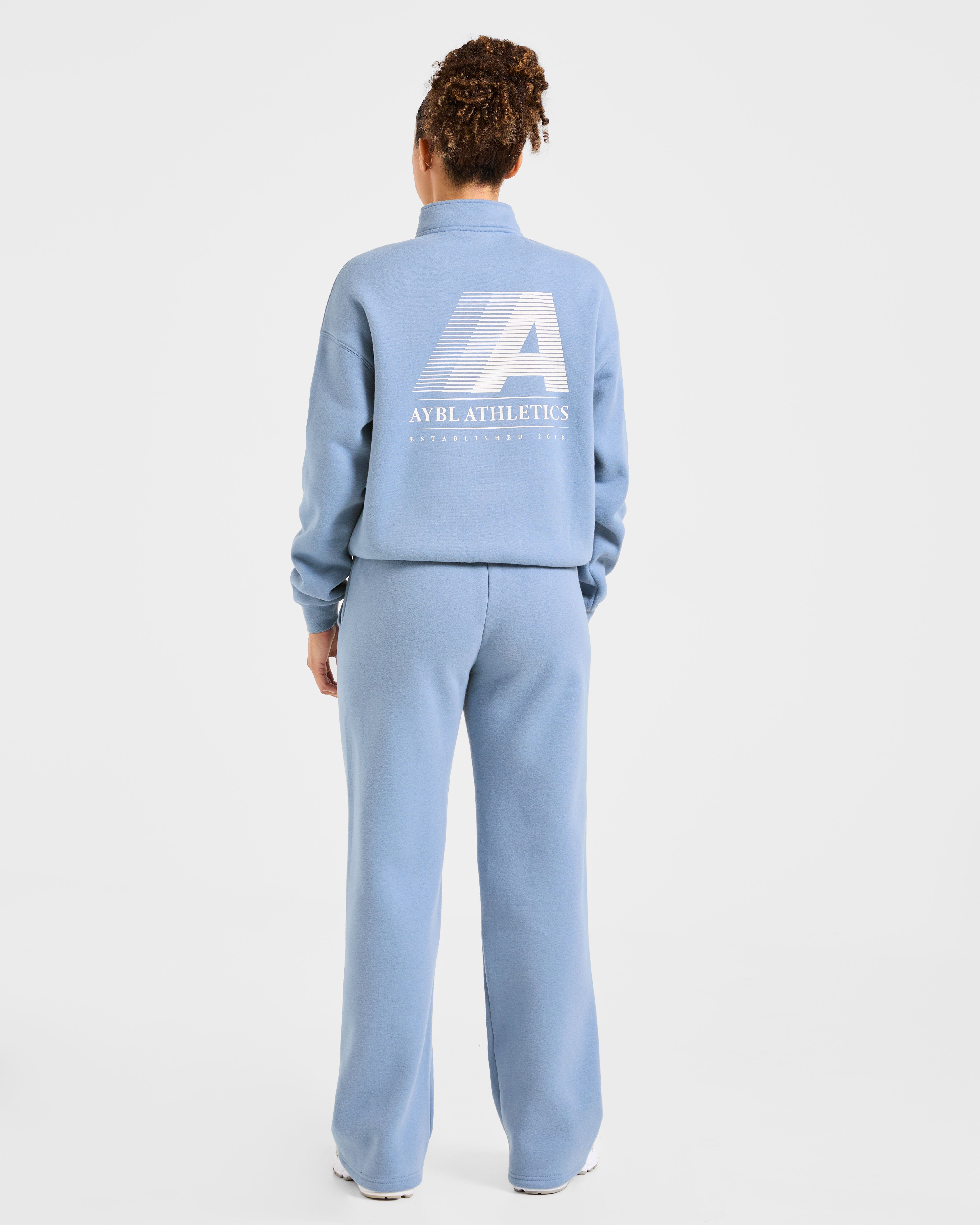 Retro Athletics Oversized 1/4 Zip Pullover - Vintage Blau