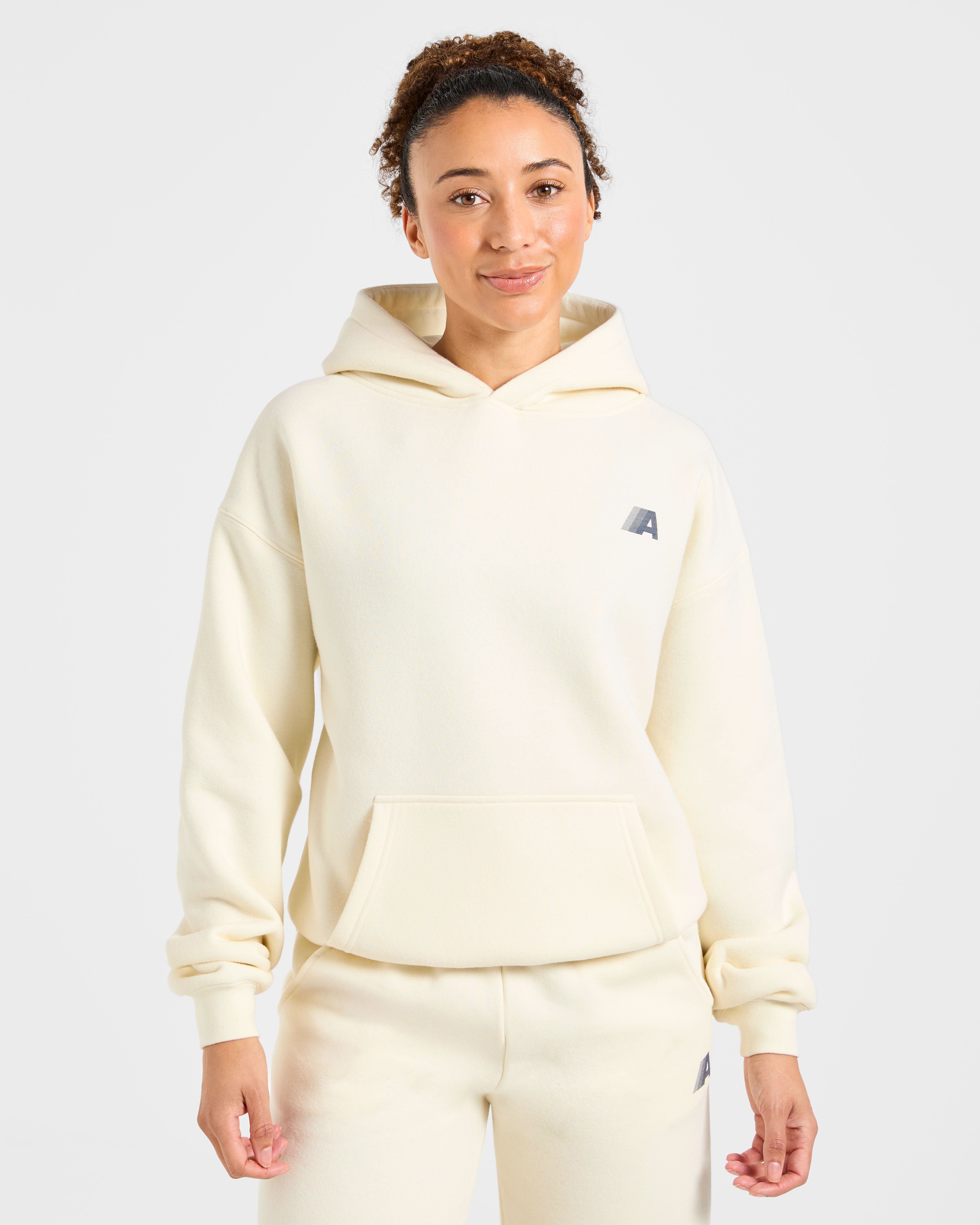 Retro Athletics Oversized Hoodie - Butter Gelb/Navy