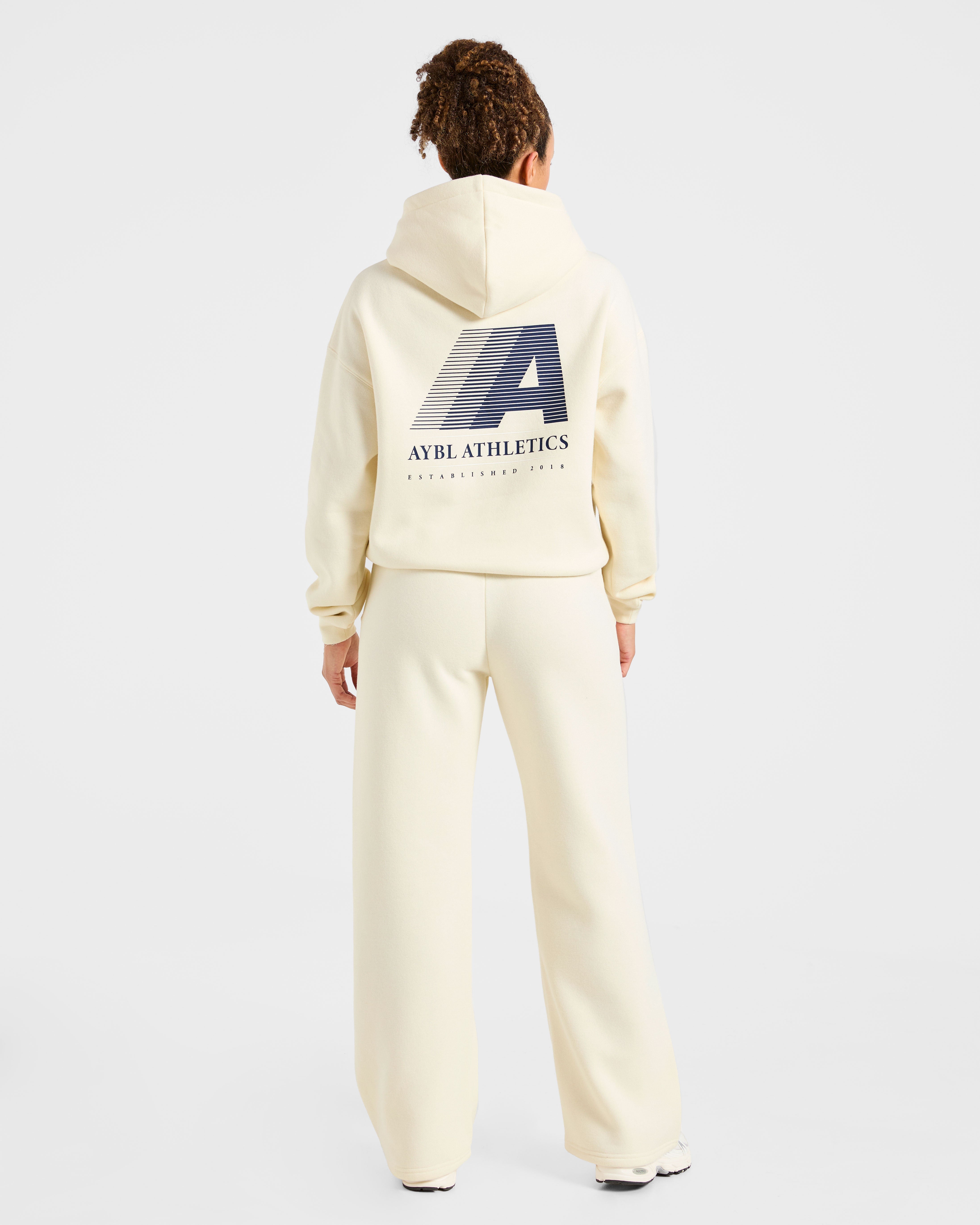 Retro Athletics Oversized Straight Leg Joggers - Butter Gelb/Navy