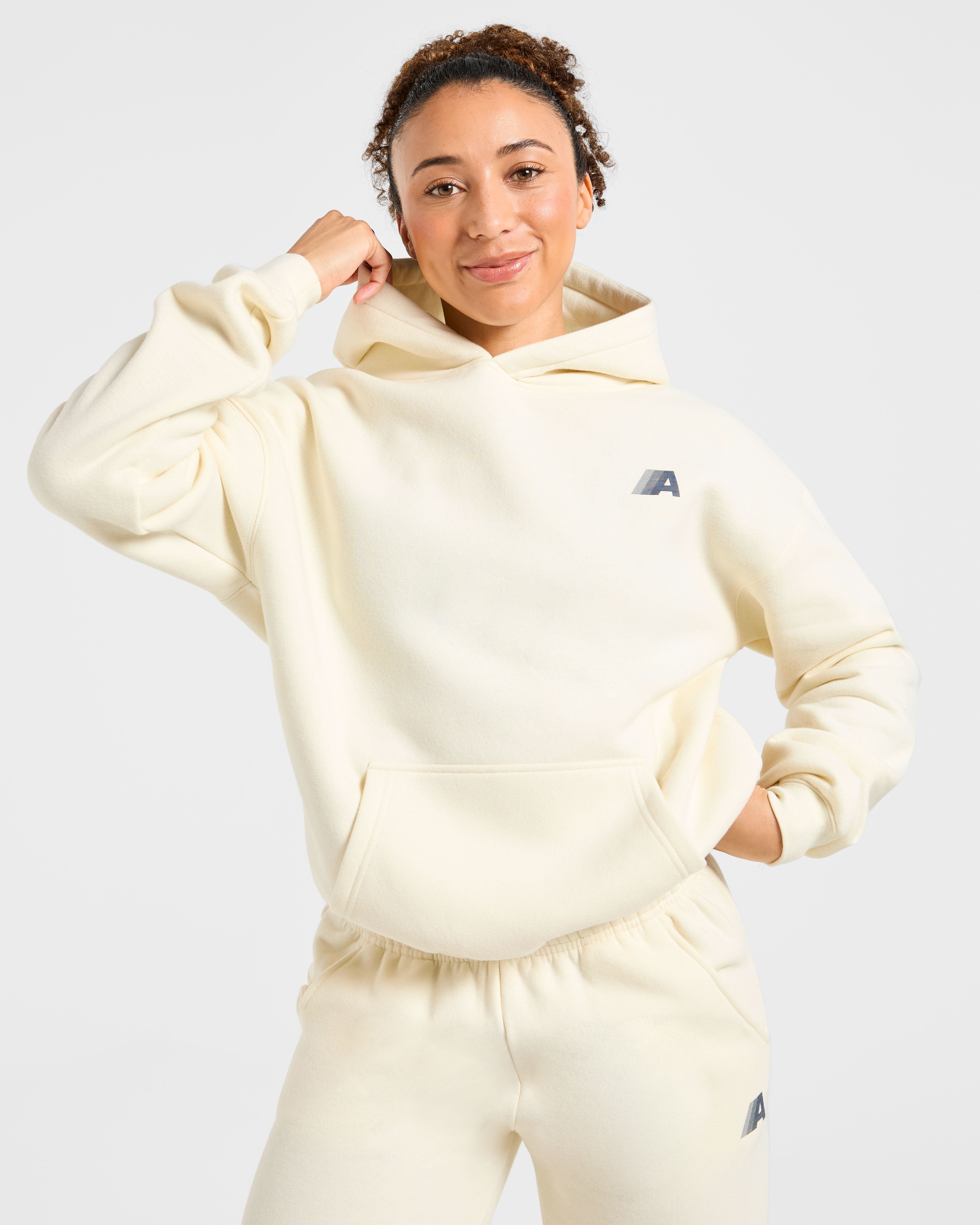 Retro Athletics Oversized Hoodie - Butter Gelb/Navy