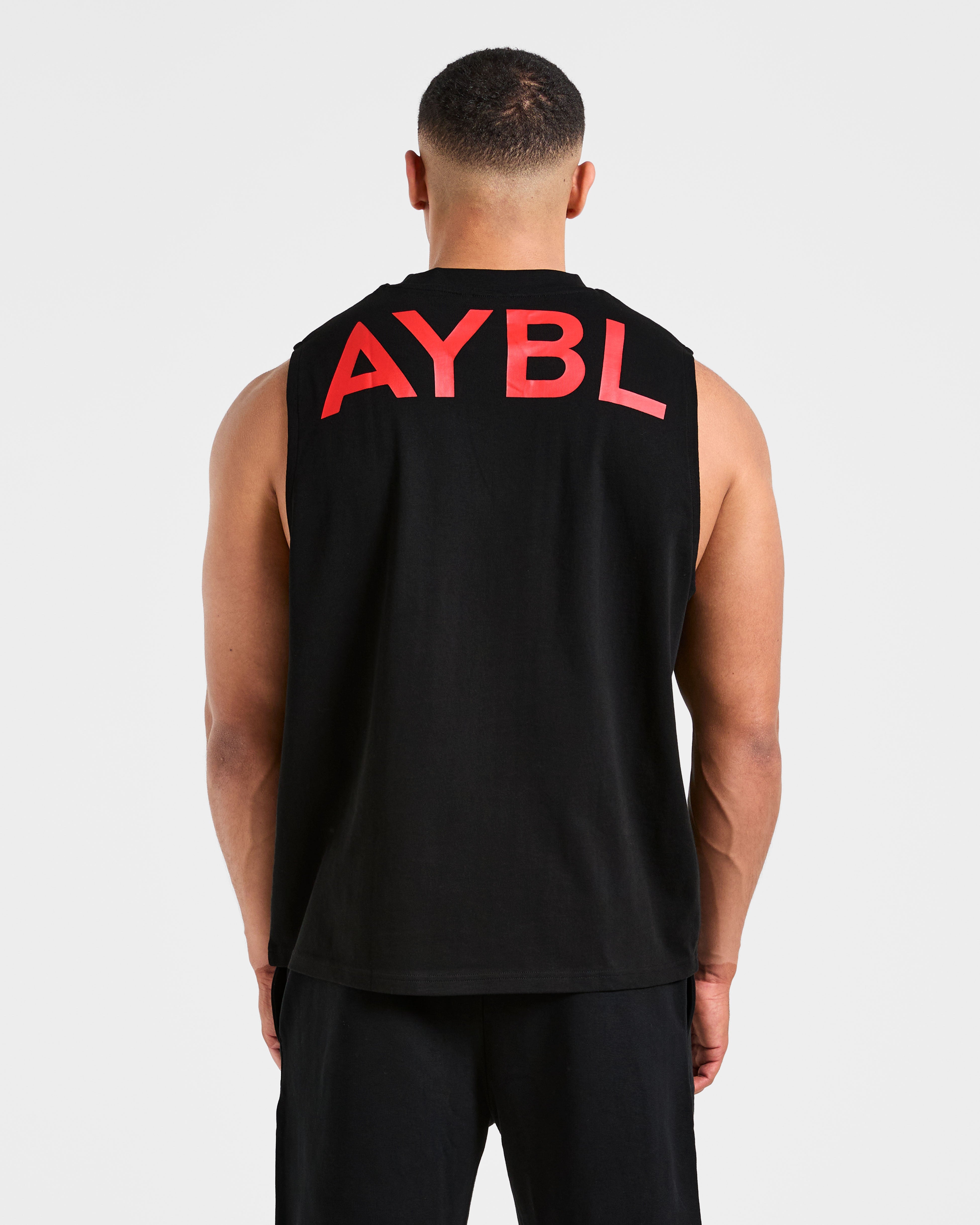 Essential Oversized Graphic Tank - Schwarz/Rot