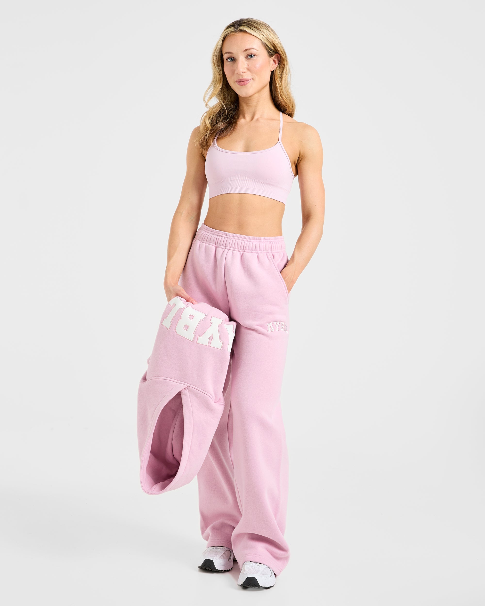 Varsity 2.0 Oversized Straight Leg Joggers - Iced Rosa