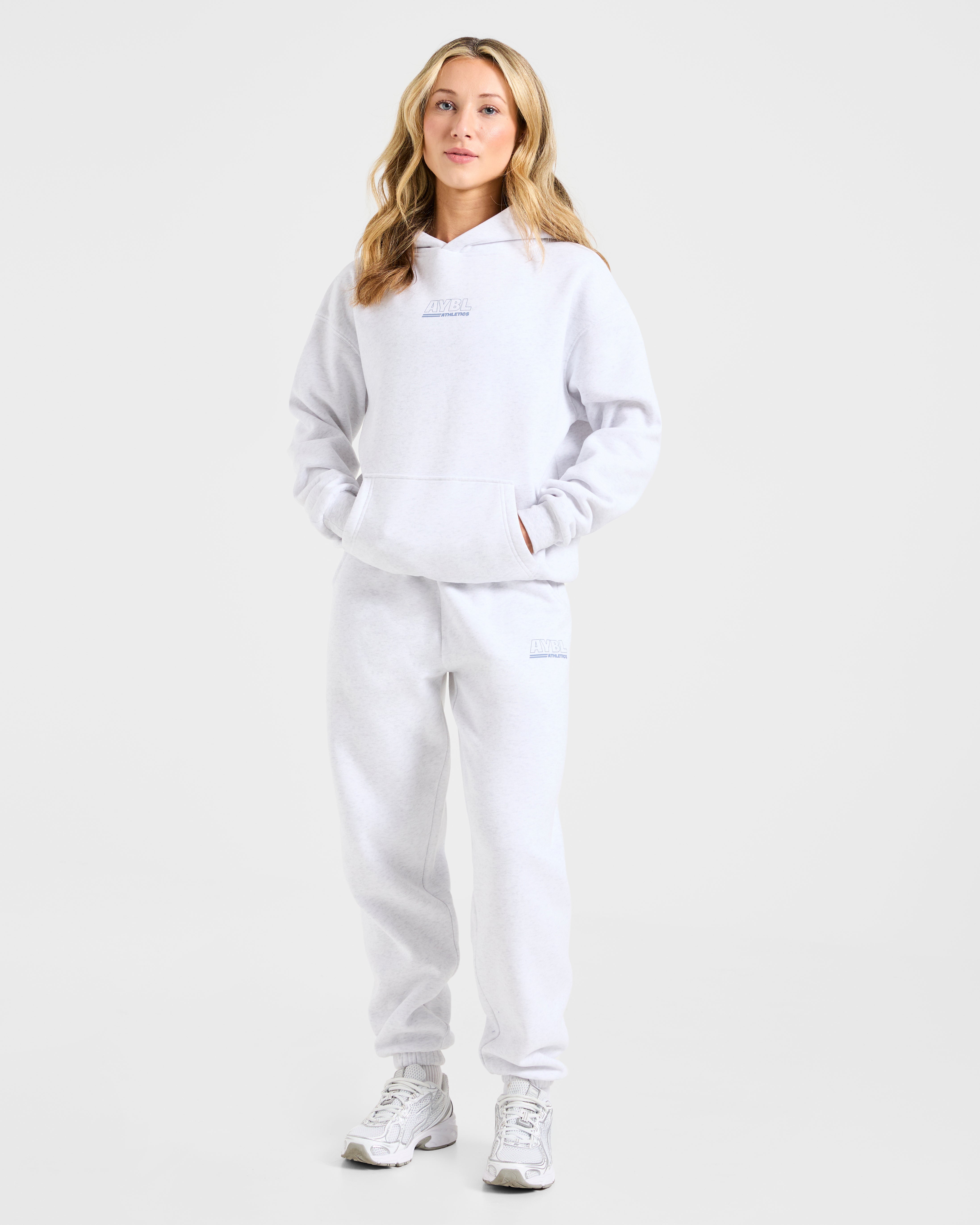 Athletics Track Oversized Hoodie - Heather Grau/Slate Blau