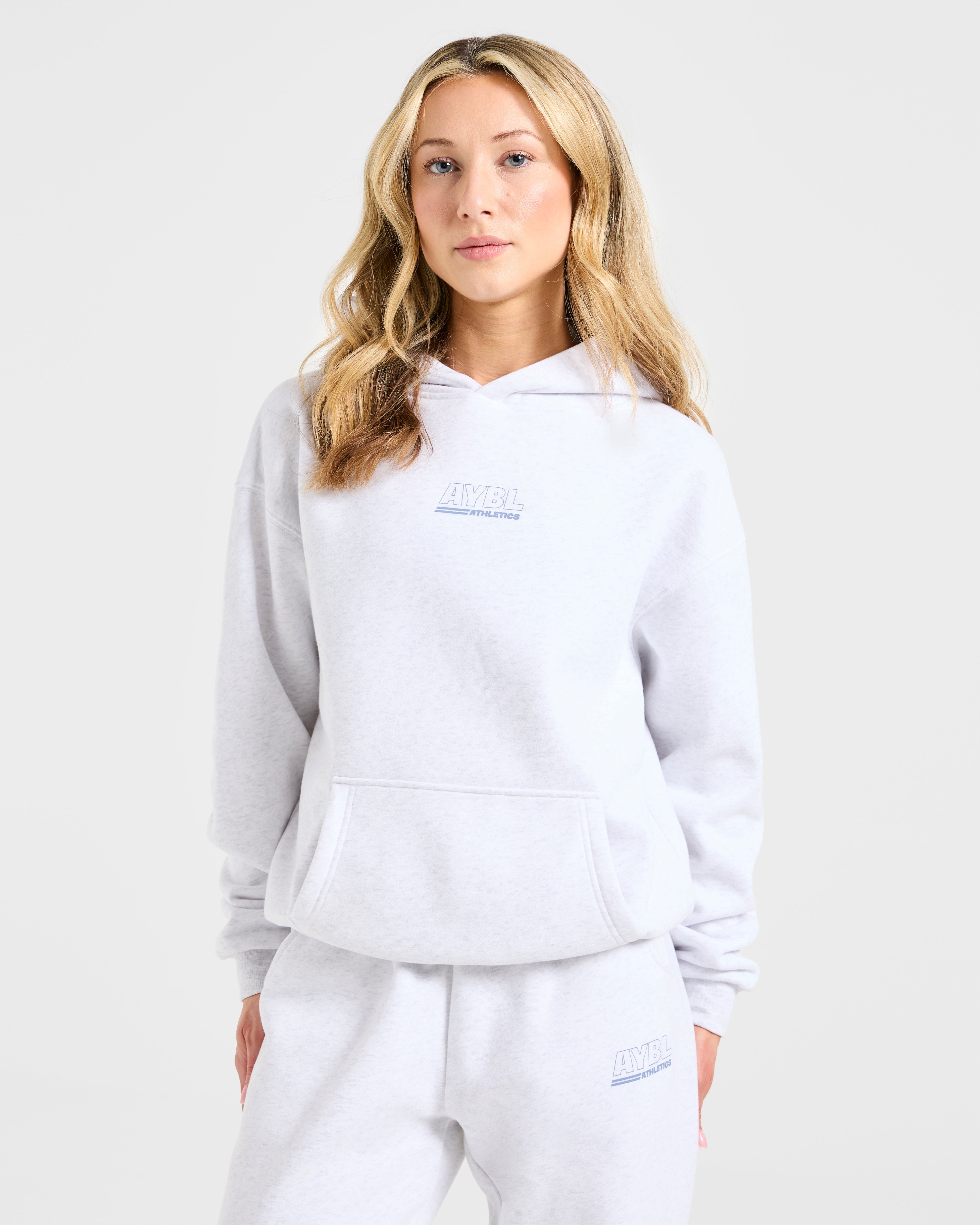 Athletics Track Oversized Hoodie - Heather Grau/Slate Blau