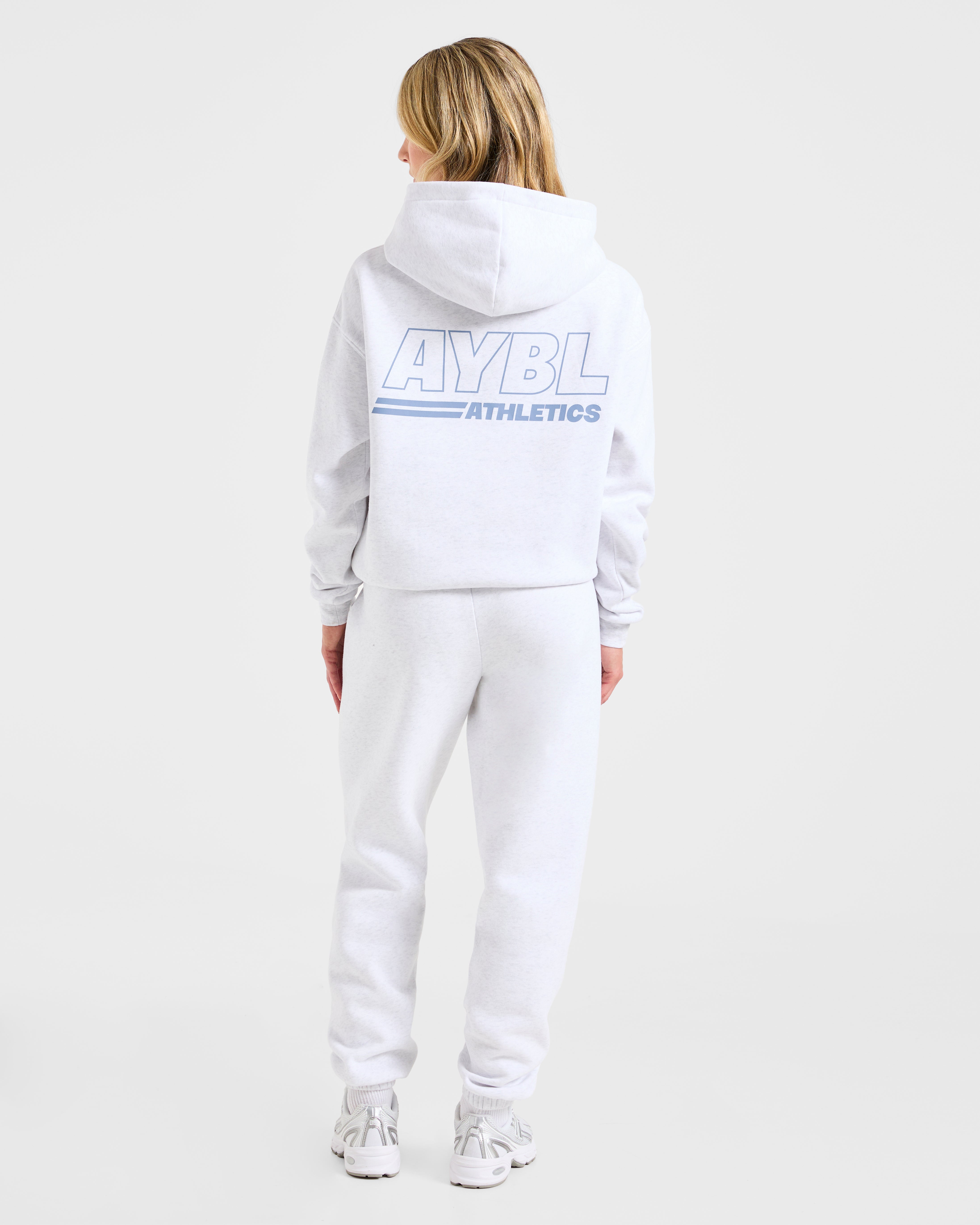 Athletics Track Oversized Hoodie - Heather Grau/Slate Blau