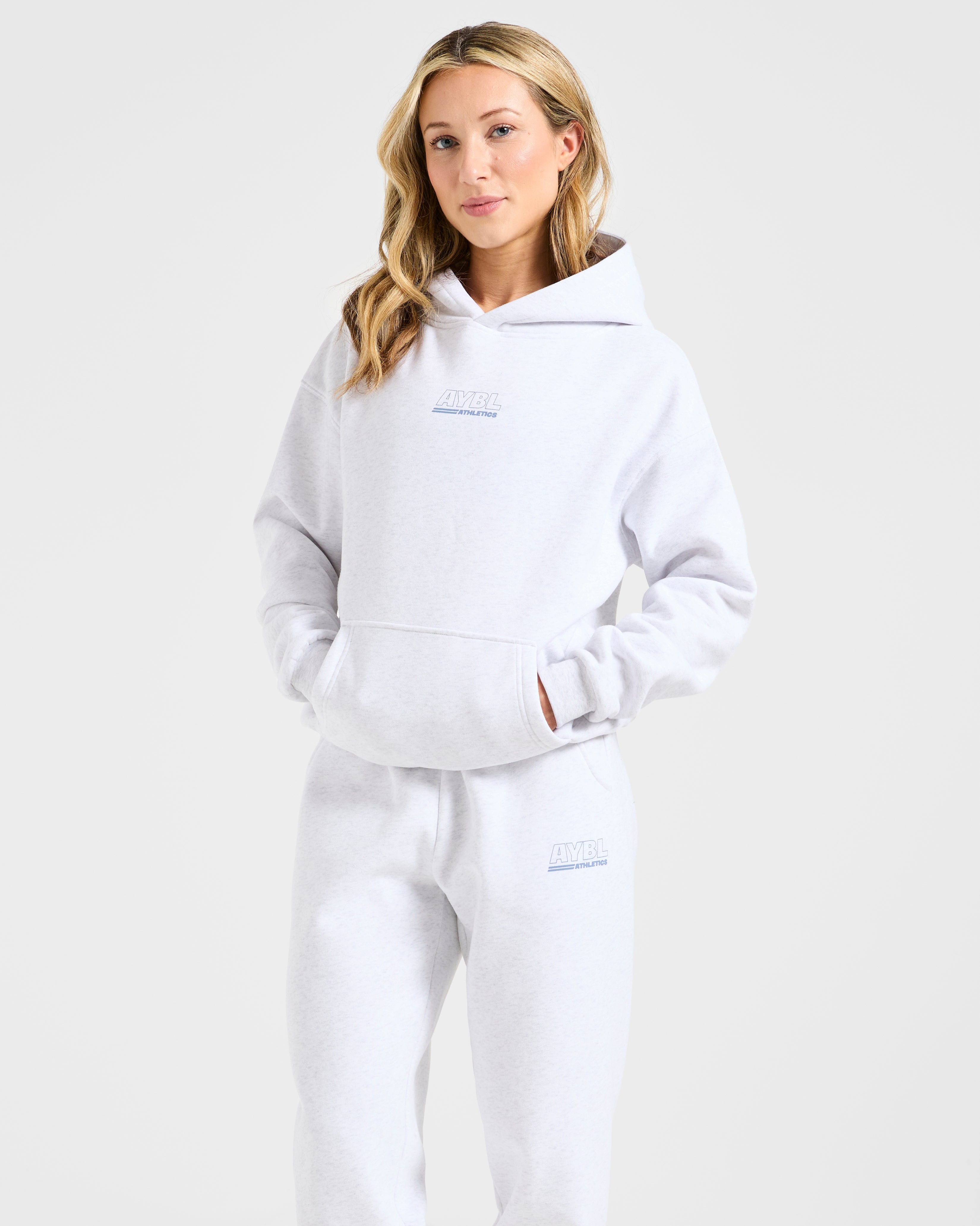 Athletics Track Oversized Hoodie - Heather Grau/Slate Blau